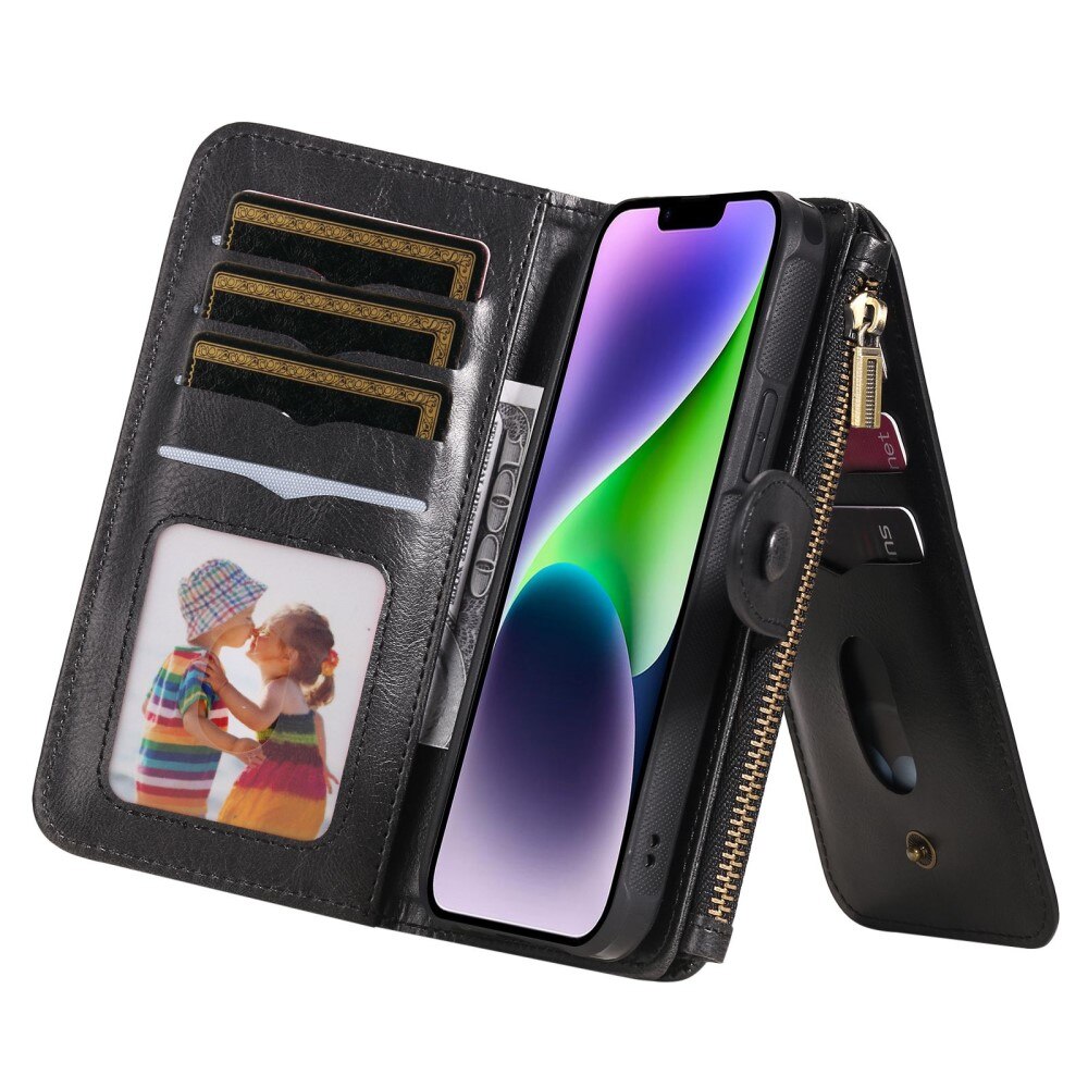 Magnet Leather Multi-Wallet iPhone 14 musta