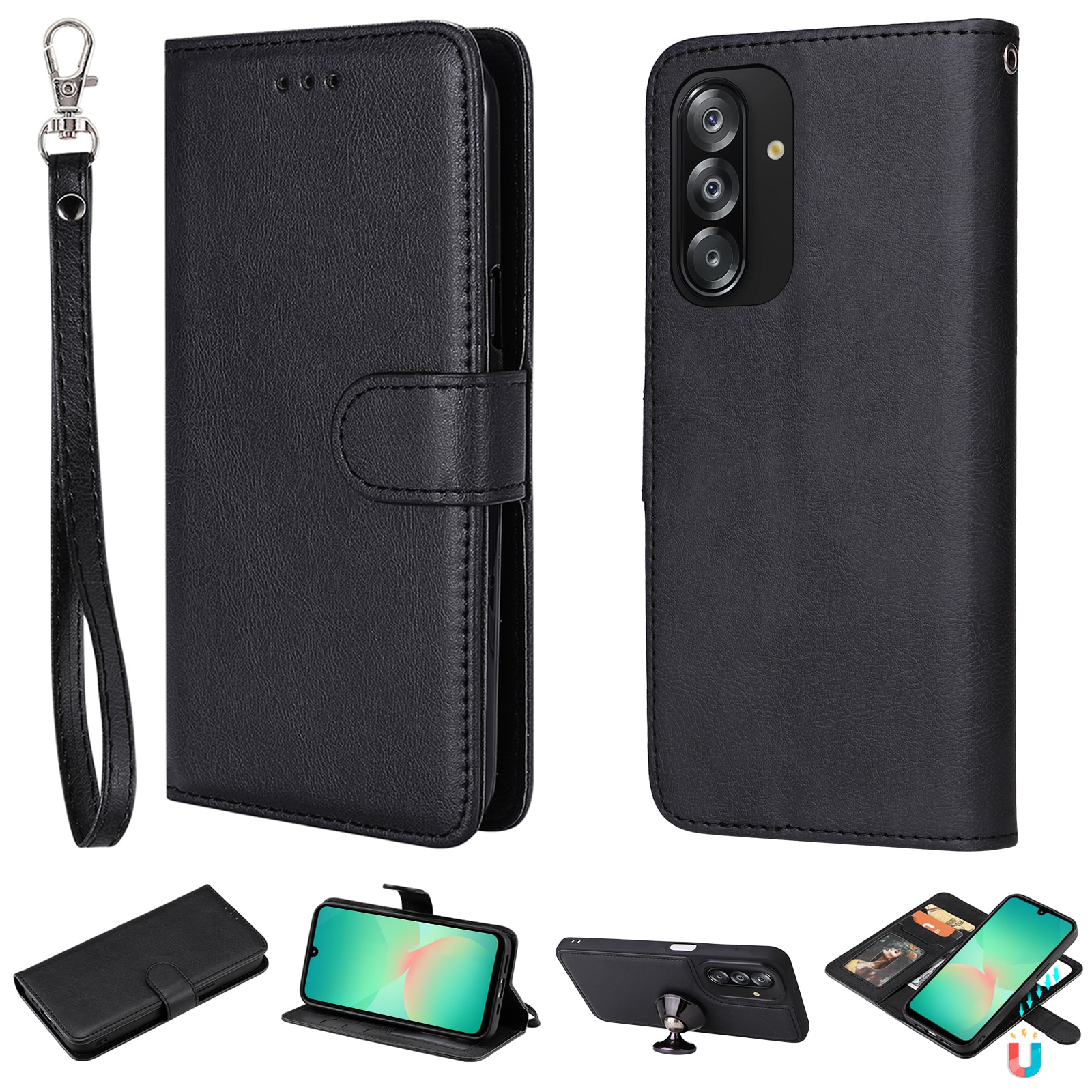 Magneettinen lompakko Samsung Galaxy A17 Musta