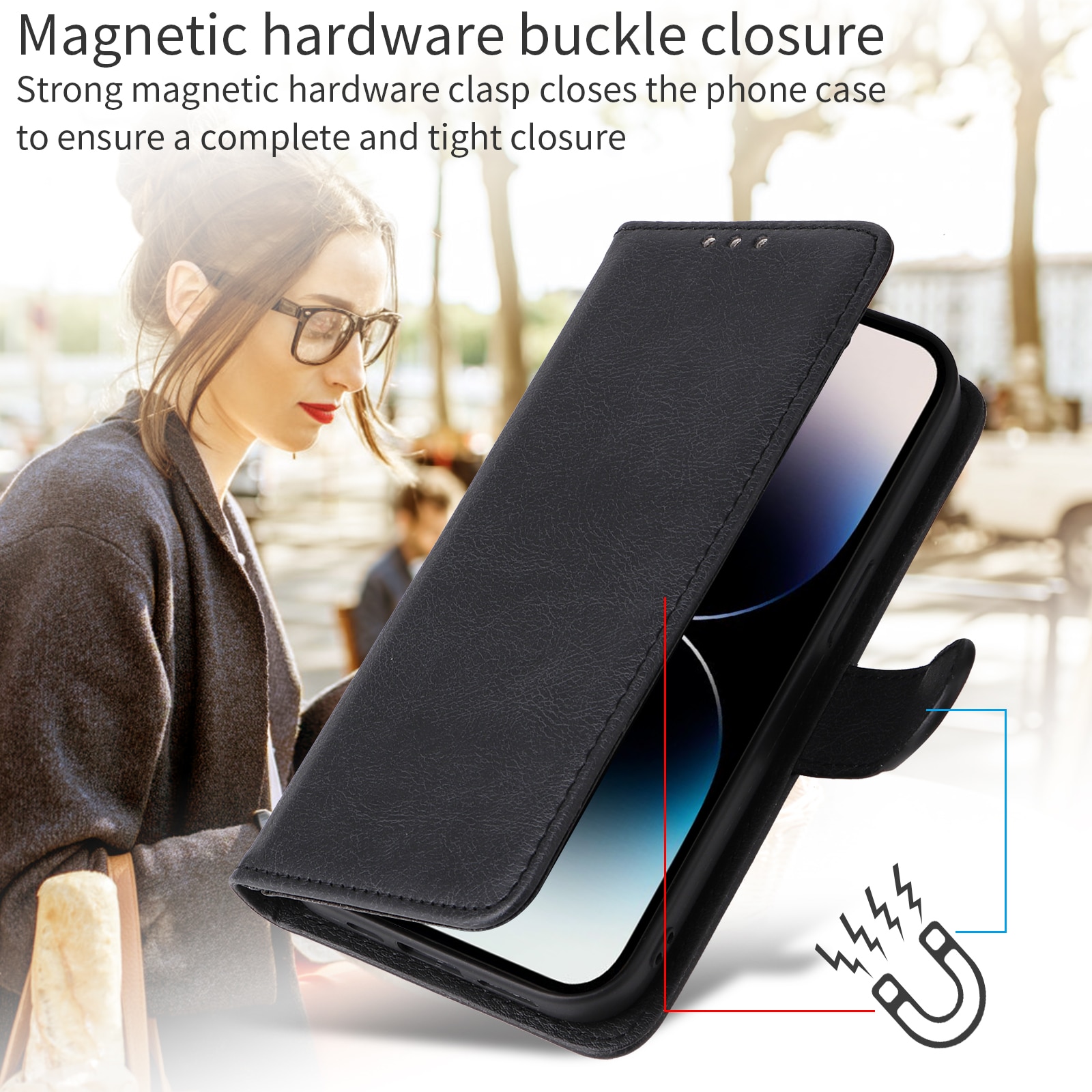 Magneettinen lompakko Samsung Galaxy A17 Musta