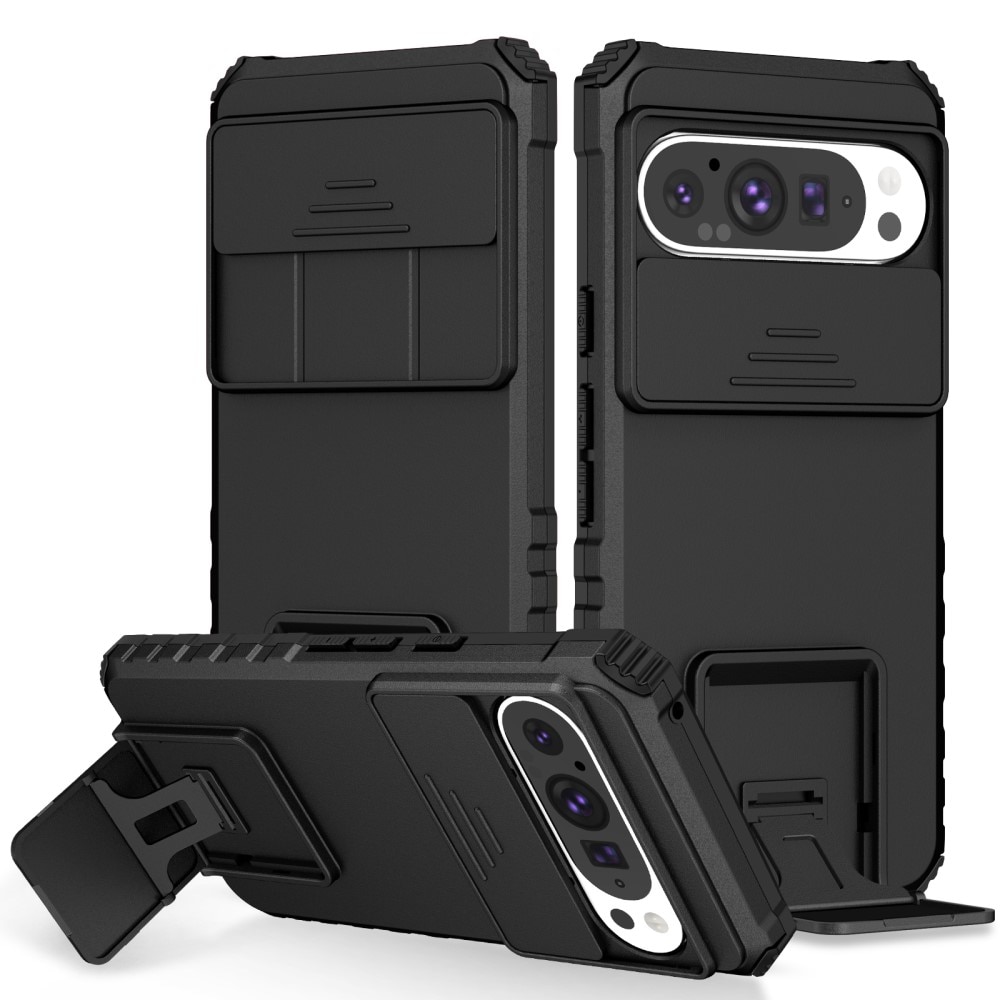 Google Pixel 9 Kickstand Kotelo Kamerasuojalla Musta