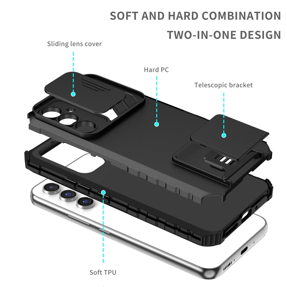Samsung Galaxy A56 Kickstand Kotelo Kamerasuojalla Musta