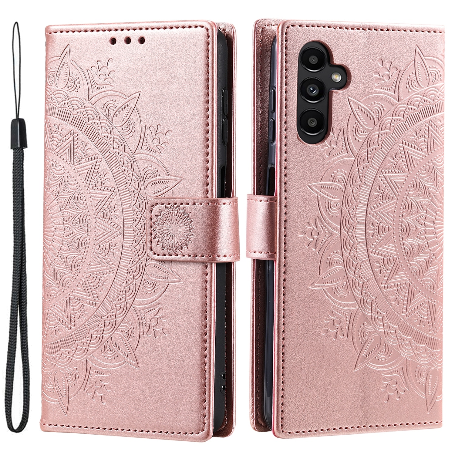 Nahkakotelo Mandala Samsung Galaxy A17 Ruusukulta