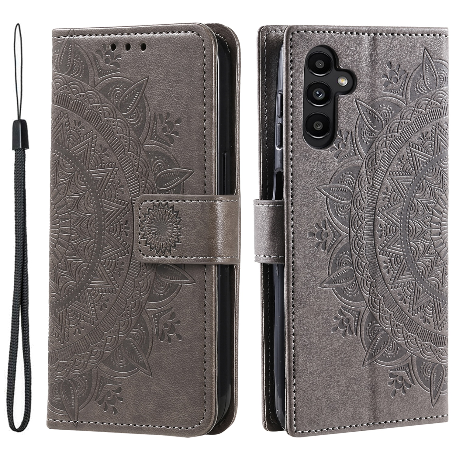 Nahkakotelo Mandala Samsung Galaxy A17 Harmaa