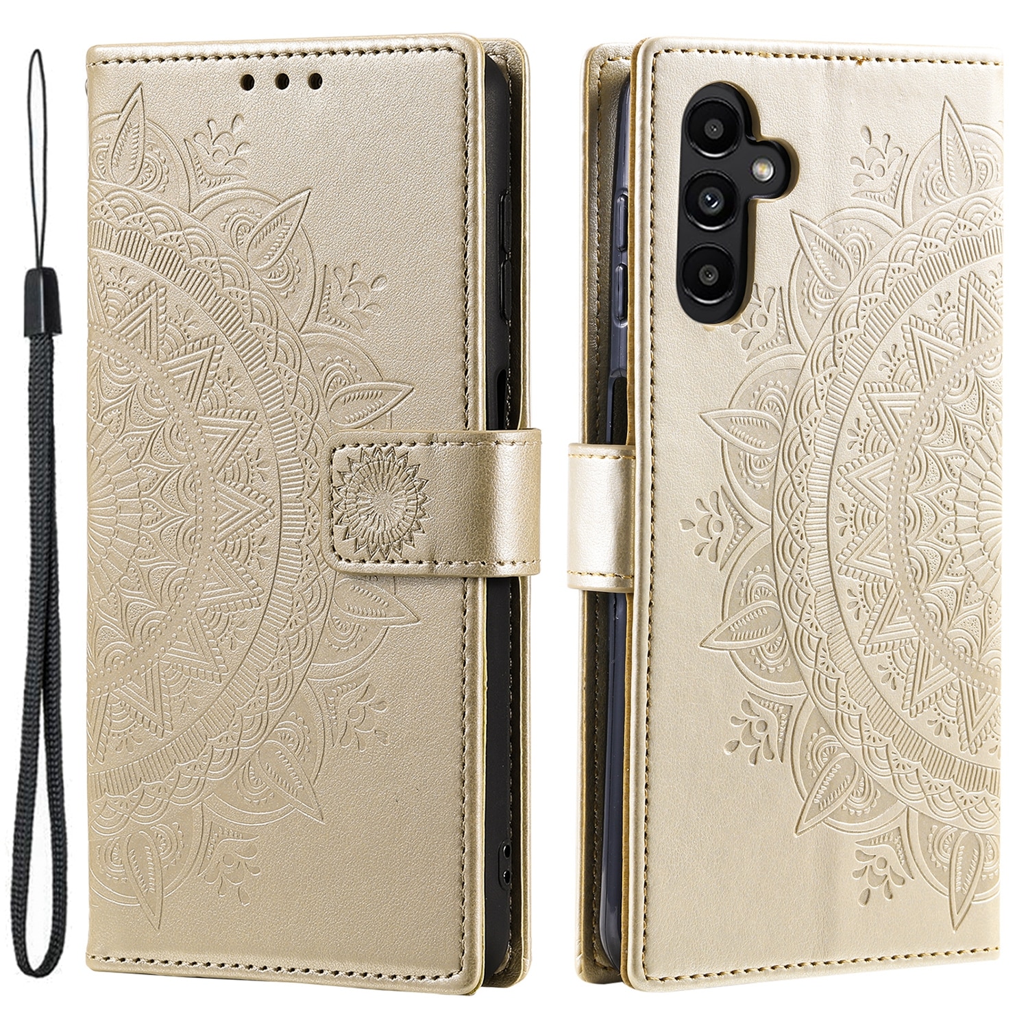Nahkakotelo Mandala Samsung Galaxy A17 Kulta
