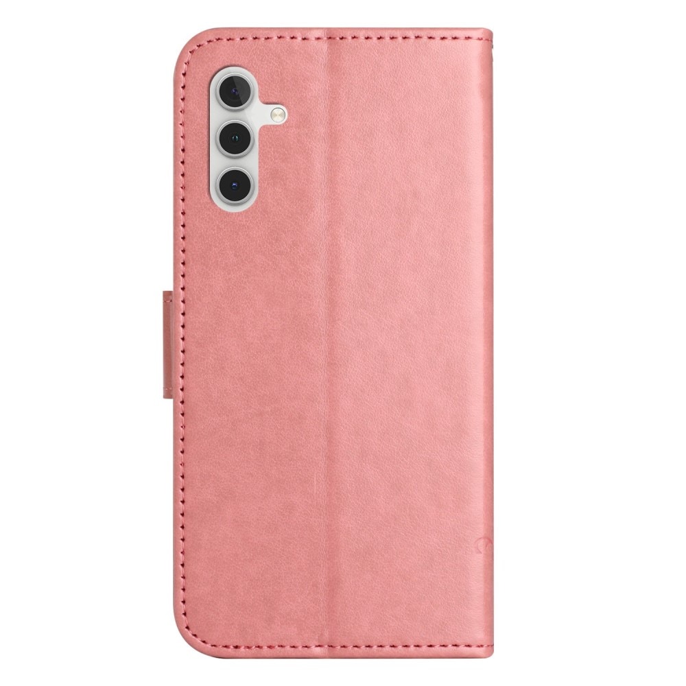 Nahkakotelo Perhonen Samsung Galaxy A14 vaaleanpunainen