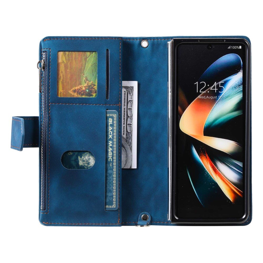Lompakkolaukku Samsung Galaxy Z Fold 4 Quilted Sininen