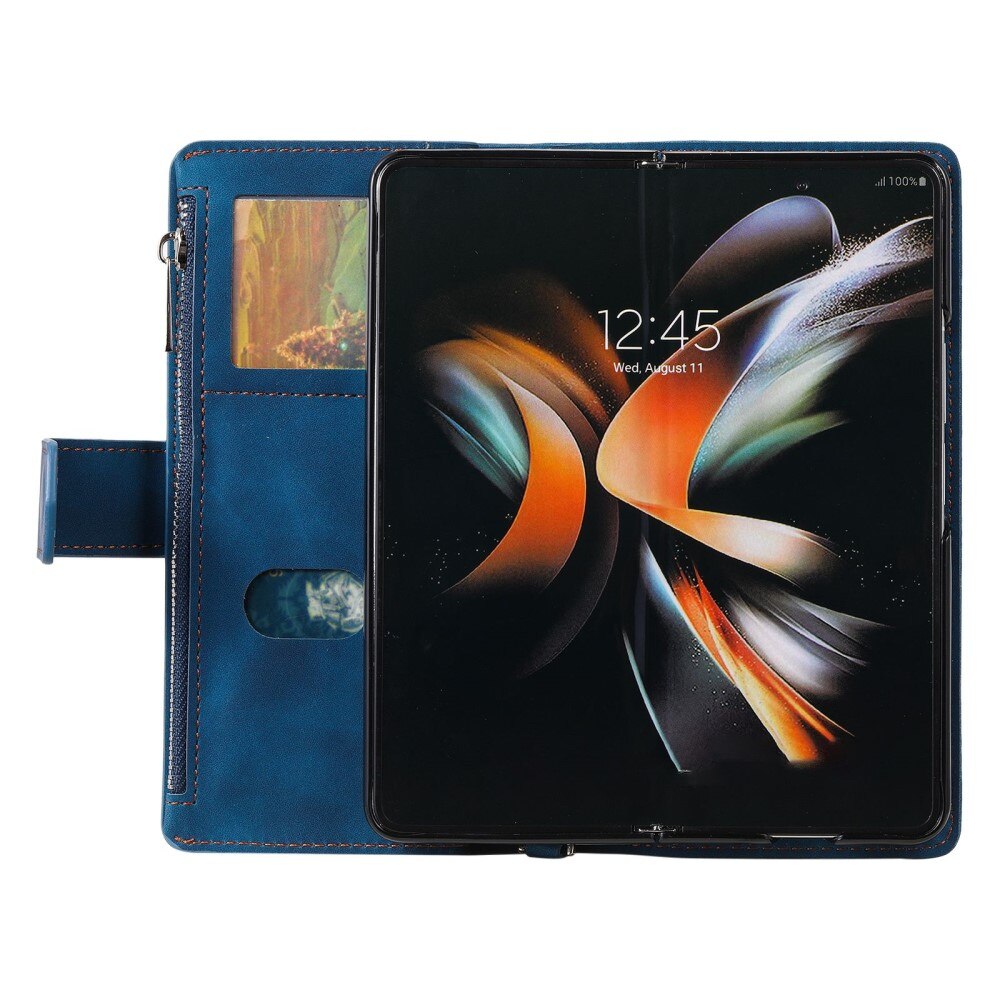 Lompakkolaukku Samsung Galaxy Z Fold 4 Quilted Sininen