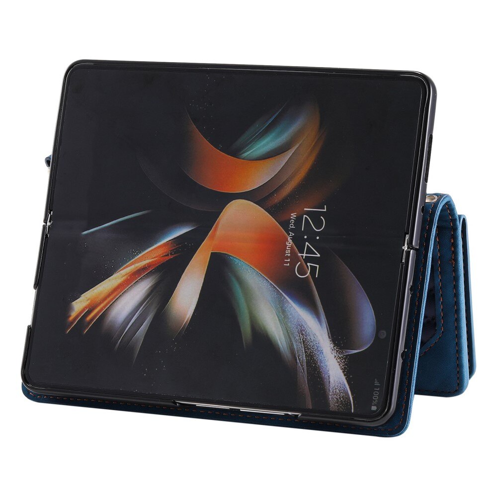 Lompakkolaukku Samsung Galaxy Z Fold 4 Quilted Sininen