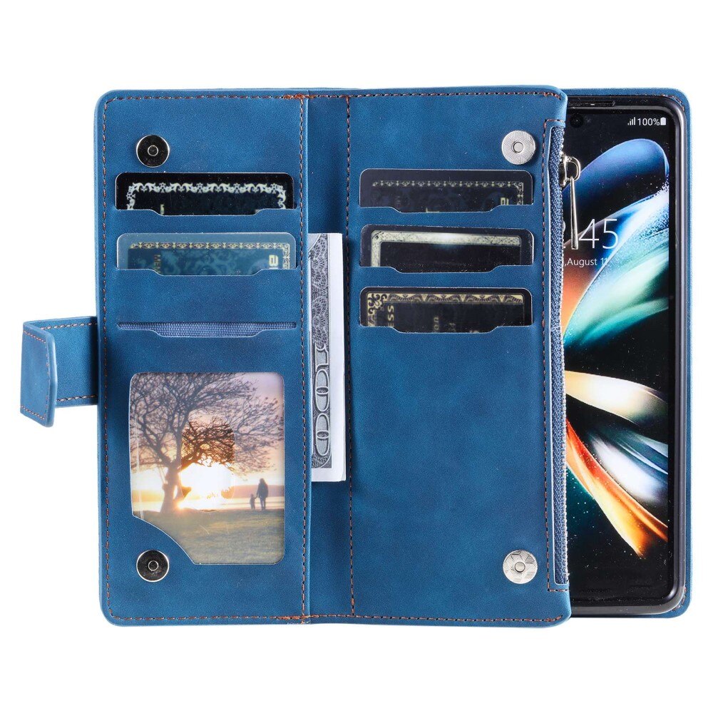Lompakkolaukku Samsung Galaxy Z Fold 4 Quilted Sininen