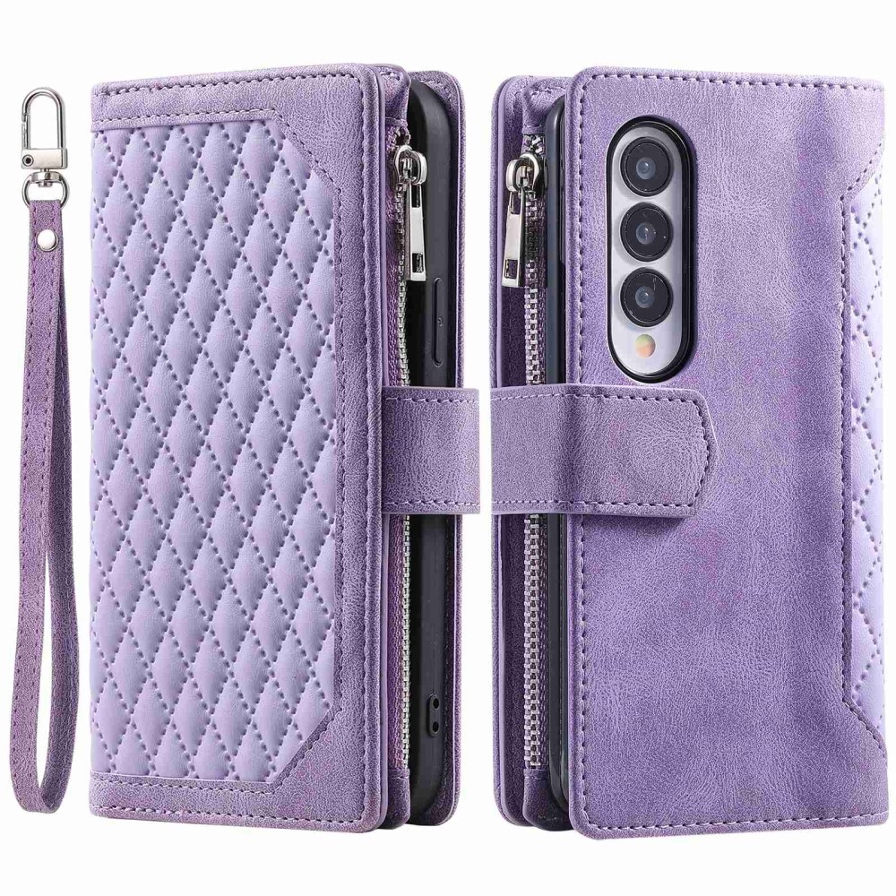 Lompakkolaukku Samsung Galaxy Z Fold 4 Quilted Liila