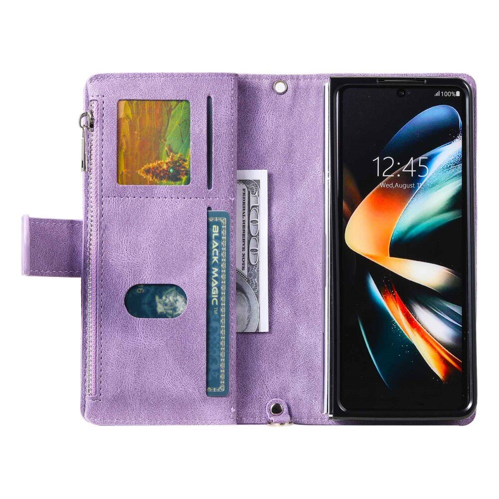 Lompakkolaukku Samsung Galaxy Z Fold 4 Quilted Liila