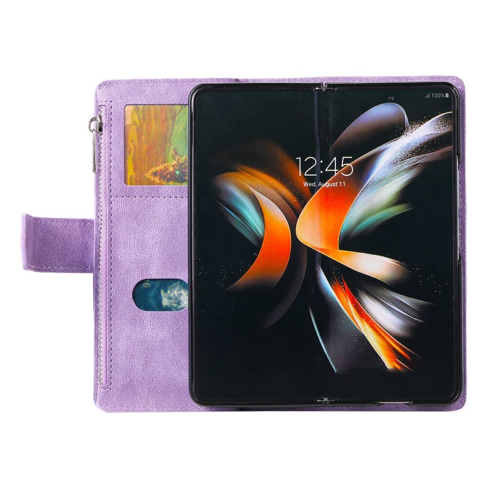 Lompakkolaukku Samsung Galaxy Z Fold 4 Quilted Liila