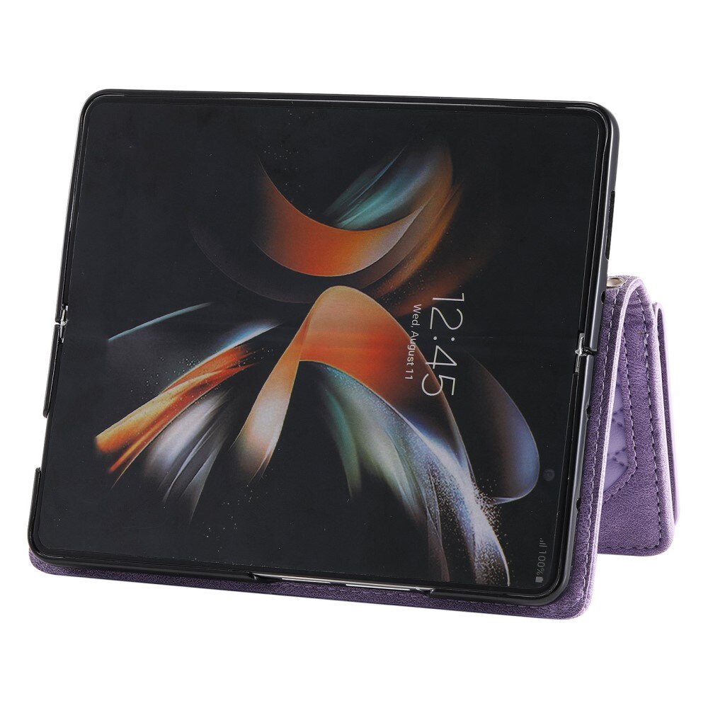 Lompakkolaukku Samsung Galaxy Z Fold 4 Quilted Liila
