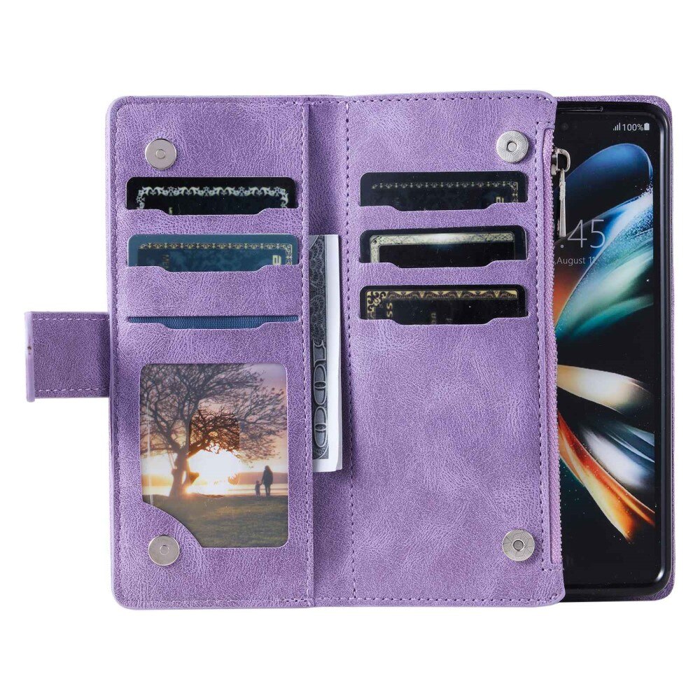 Lompakkolaukku Samsung Galaxy Z Fold 4 Quilted Liila