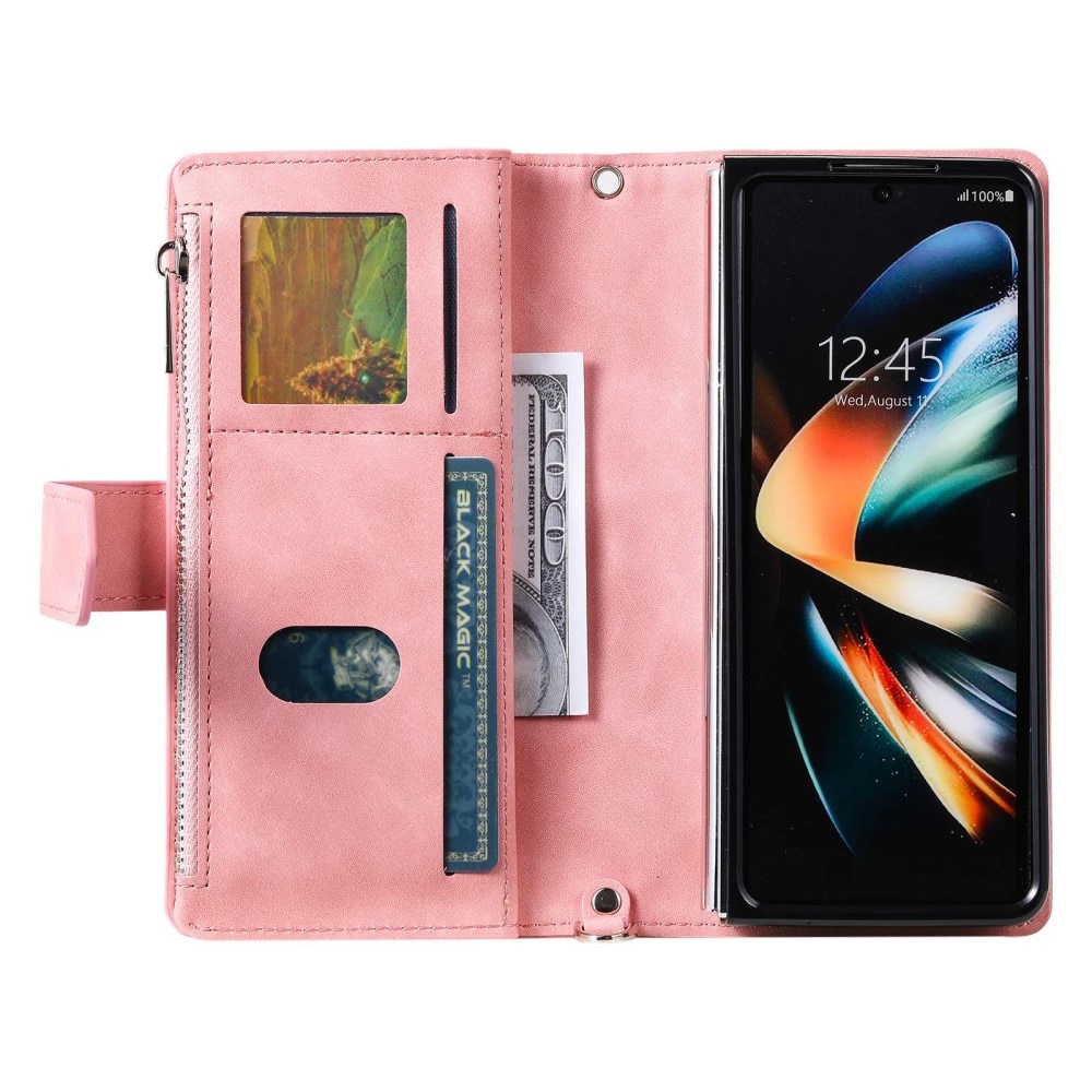 Lompakkolaukku Samsung Galaxy Z Fold 4 Quilted Vaaleanpunainen