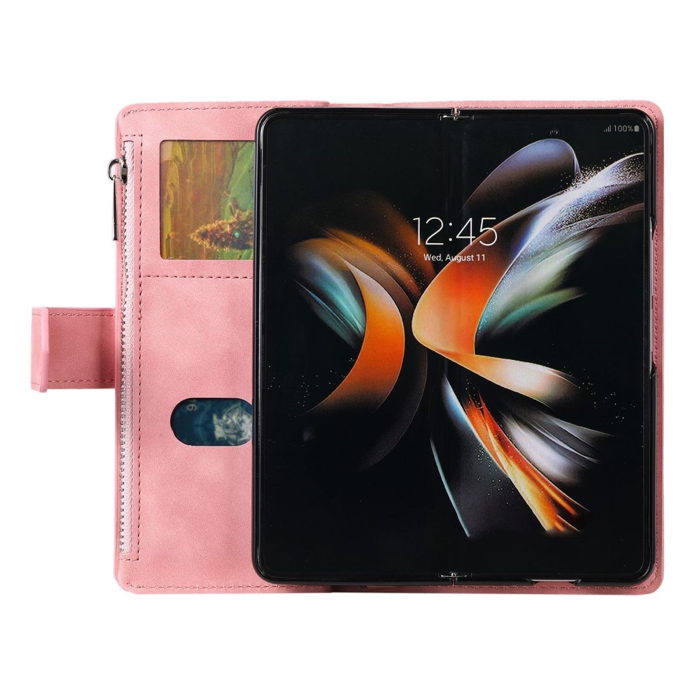 Lompakkolaukku Samsung Galaxy Z Fold 4 Quilted Vaaleanpunainen