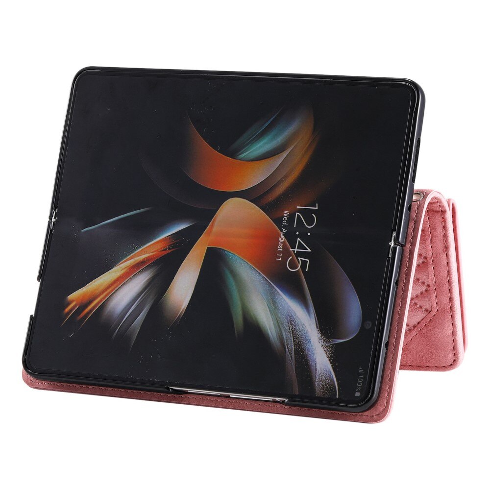 Lompakkolaukku Samsung Galaxy Z Fold 4 Quilted Vaaleanpunainen