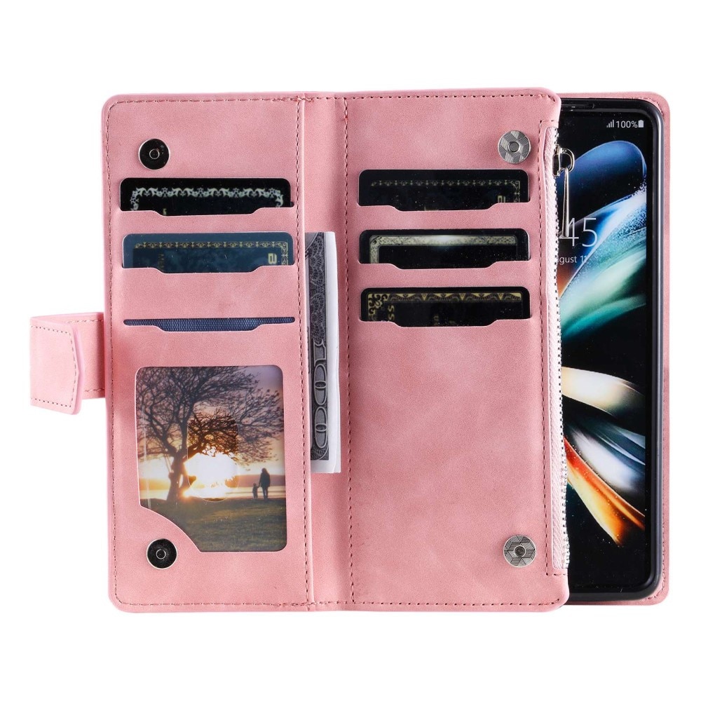 Lompakkolaukku Samsung Galaxy Z Fold 4 Quilted vaaleanpunainen