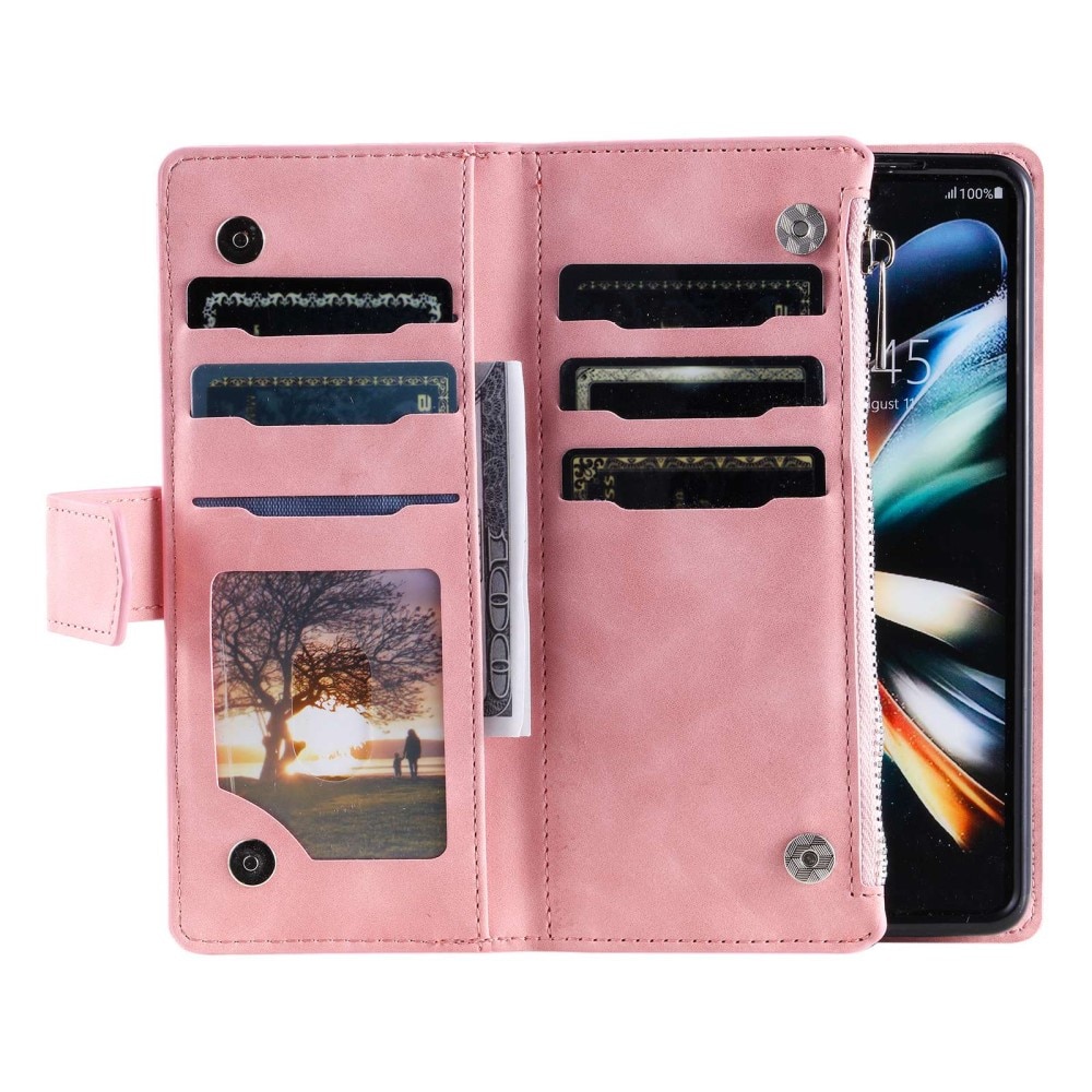 Lompakkolaukku Samsung Galaxy Z Fold 4 Quilted Vaaleanpunainen