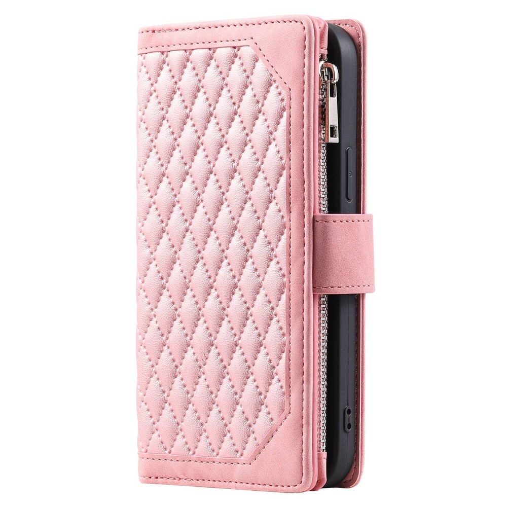 Lompakkolaukku Samsung Galaxy Z Fold 4 Quilted Vaaleanpunainen