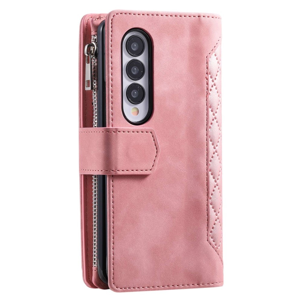 Lompakkolaukku Samsung Galaxy Z Fold 4 Quilted Vaaleanpunainen