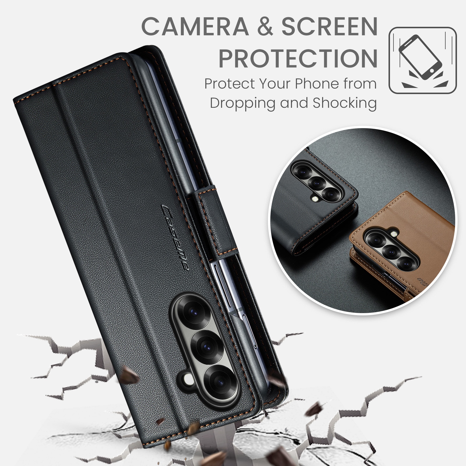 RFID-blocking Slim Lompakkokotelo Samsung Galaxy Z Fold 7 musta