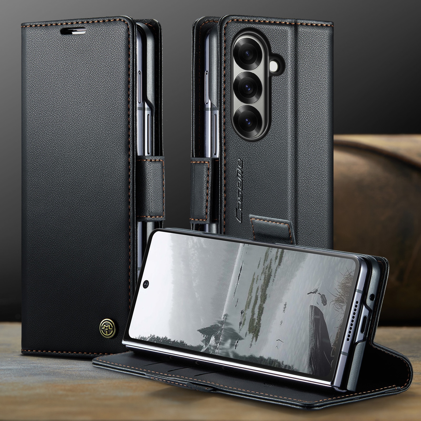 RFID-blocking Slim Lompakkokotelo Samsung Galaxy Z Fold 7 musta