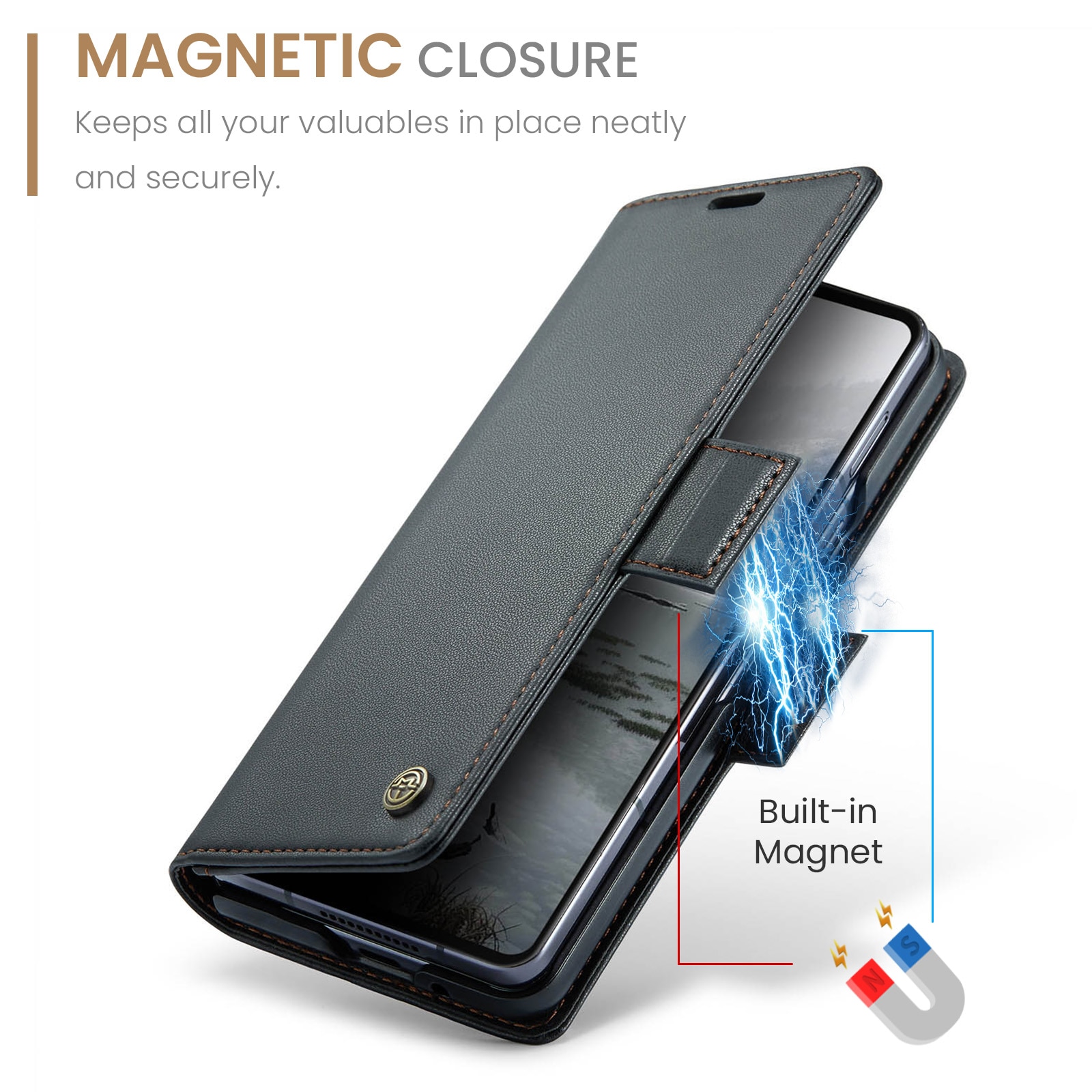 RFID-blocking Slim Lompakkokotelo Samsung Galaxy Z Fold 7 musta