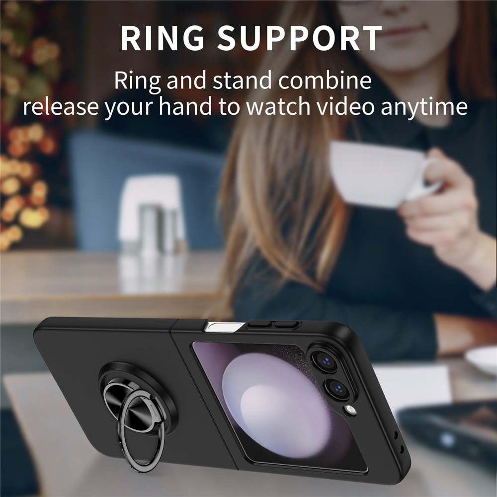 Samsung Galaxy Z Flip 7 Kuori magneettinen rengaspidikkeellä musta