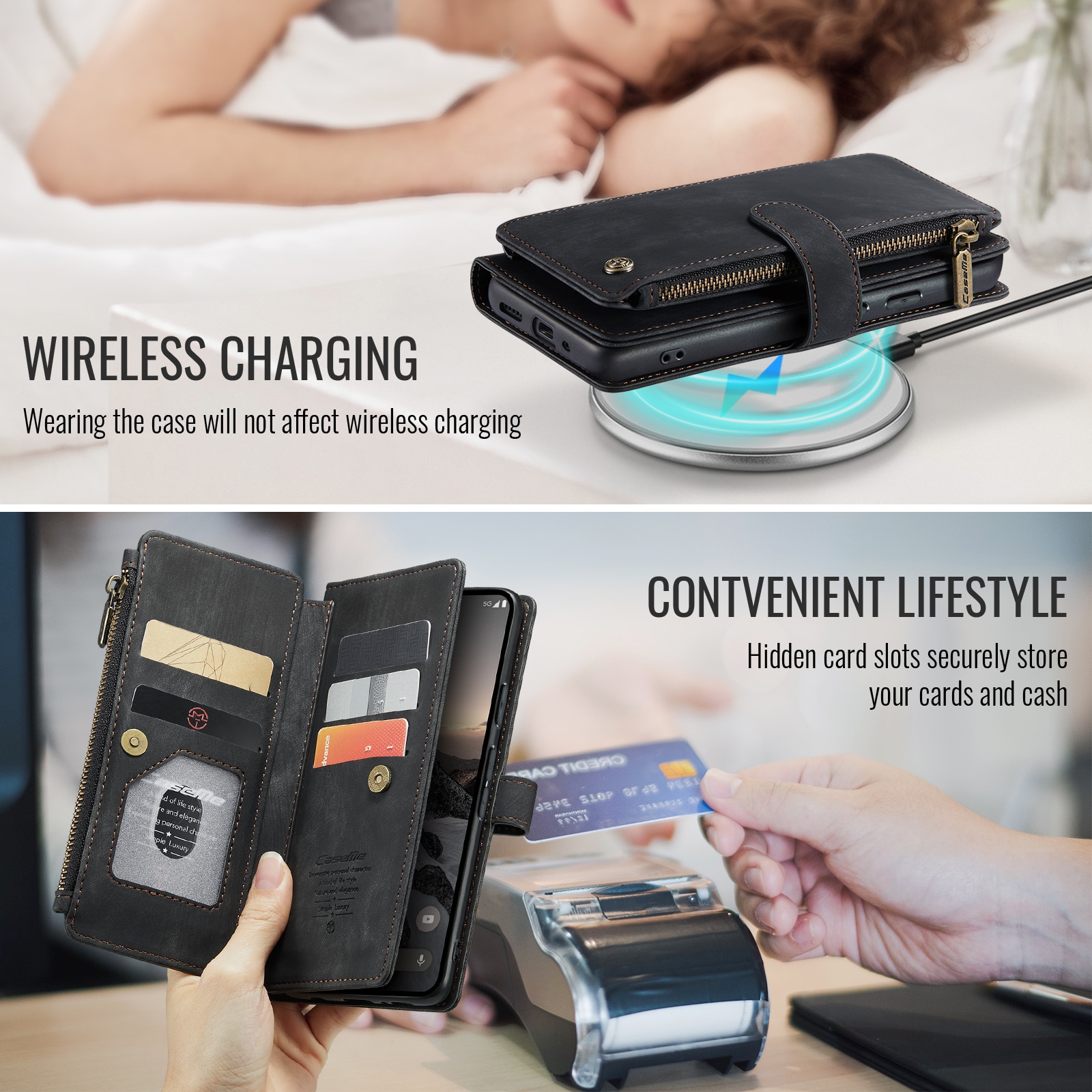 Zipper Wallet Google Pixel 10 Pro Musta
