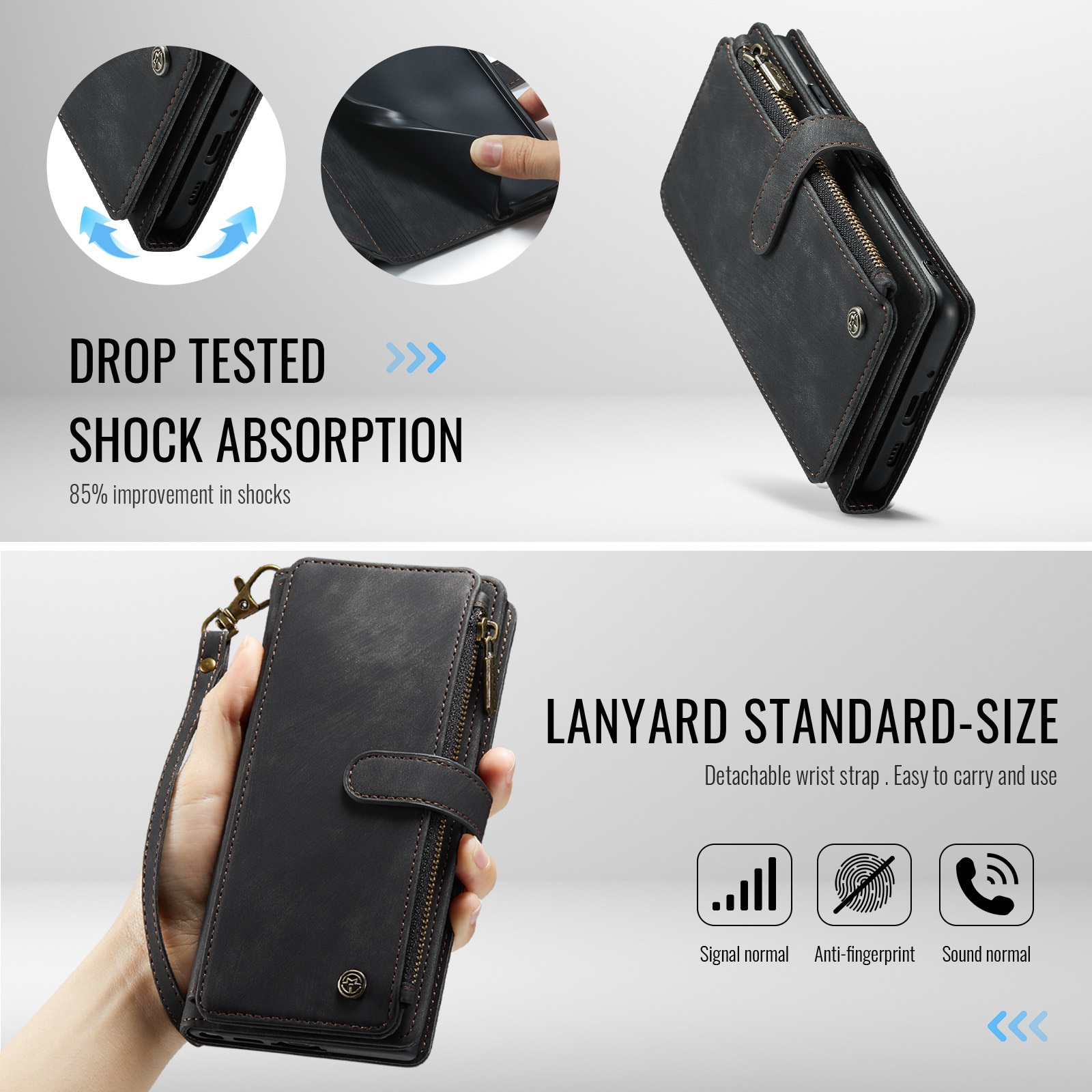 Zipper Wallet Google Pixel 10 Pro Musta