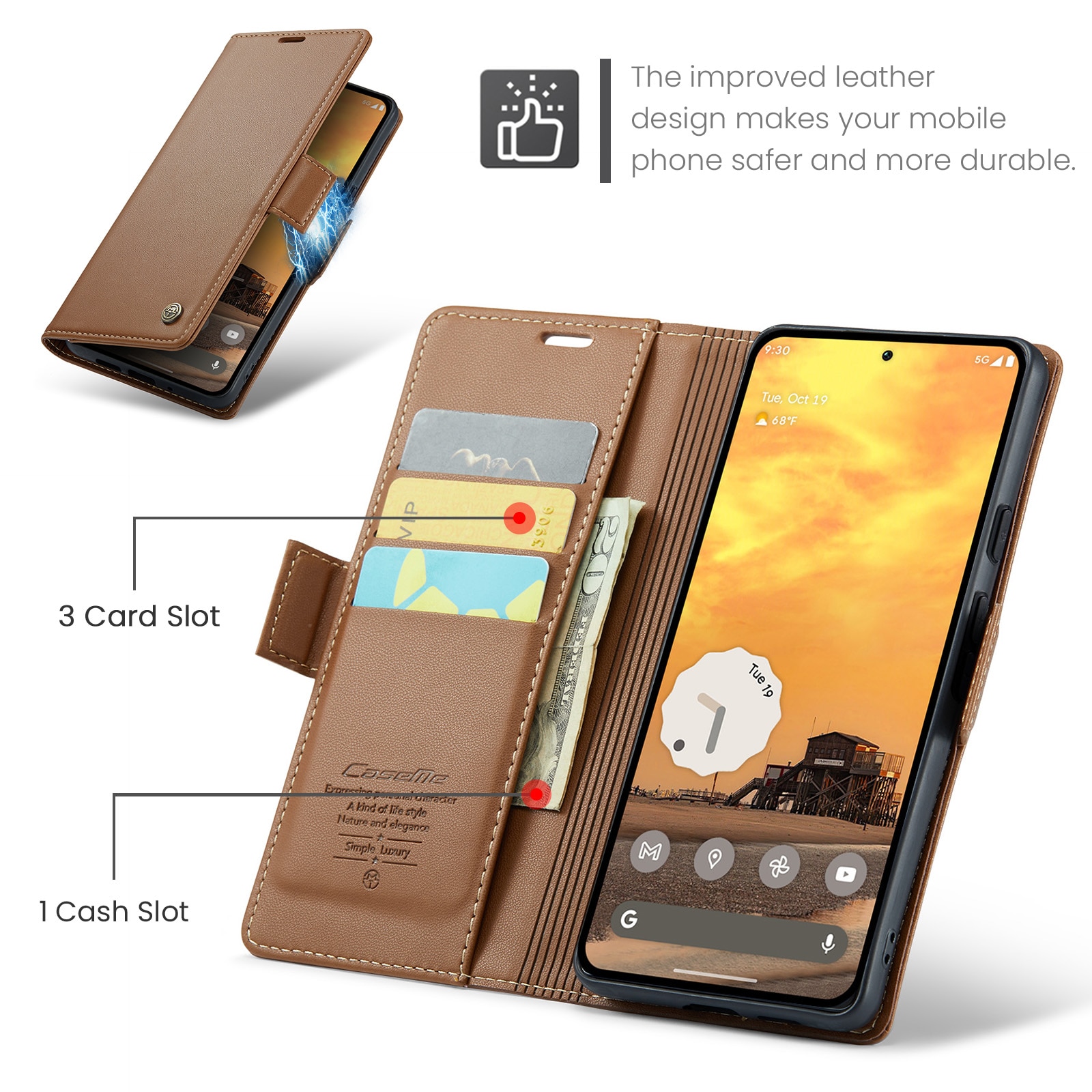 RFID Slim Lompakkokotelo Google Pixel 10 Ruskea