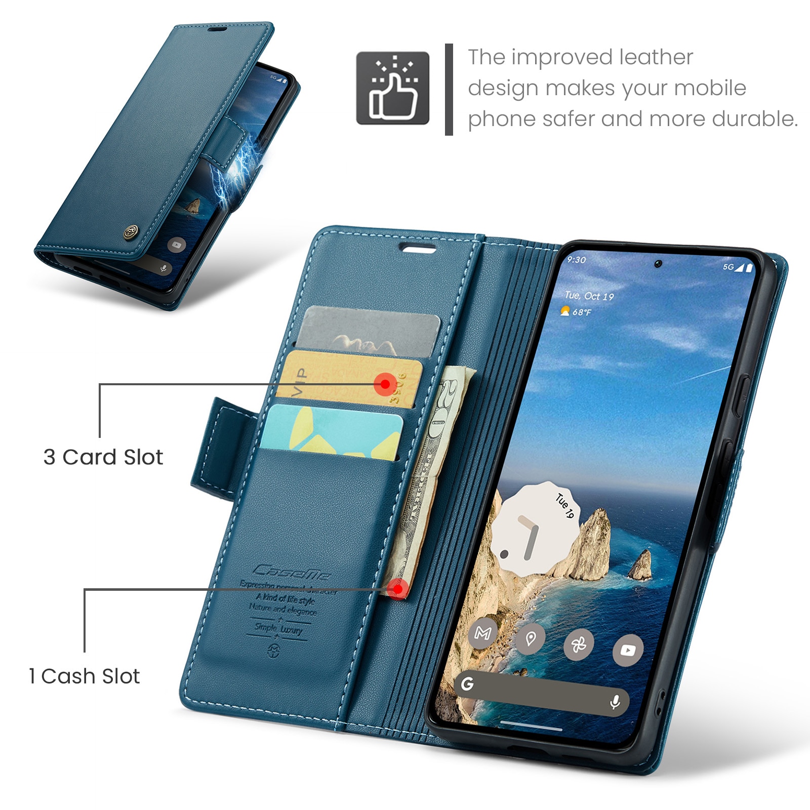RFID Slim Lompakkokotelo Google Pixel 10 Pro Sininen