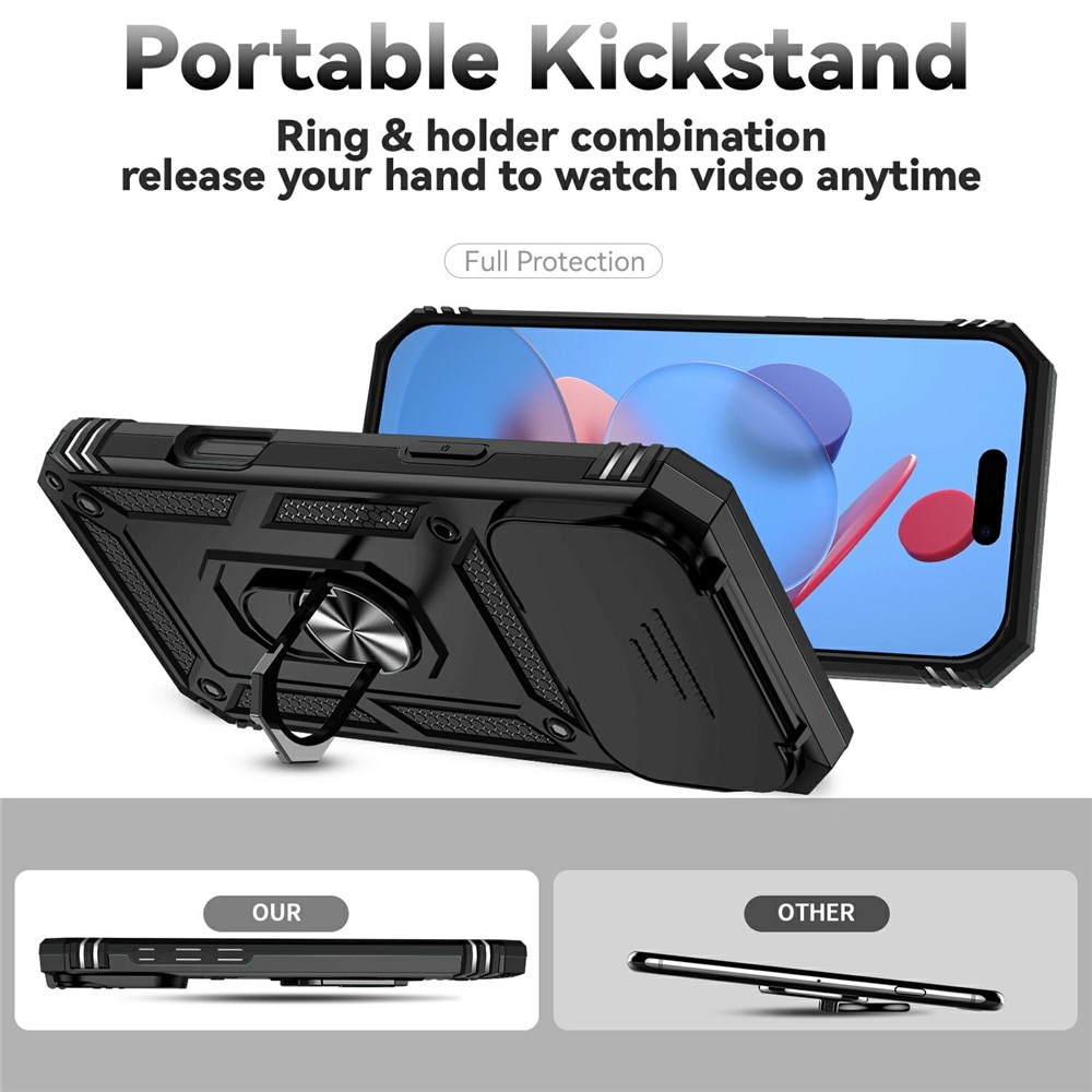 Hybridikuori Ring + Kamerasuojalla iPhone 17 Pro Musta