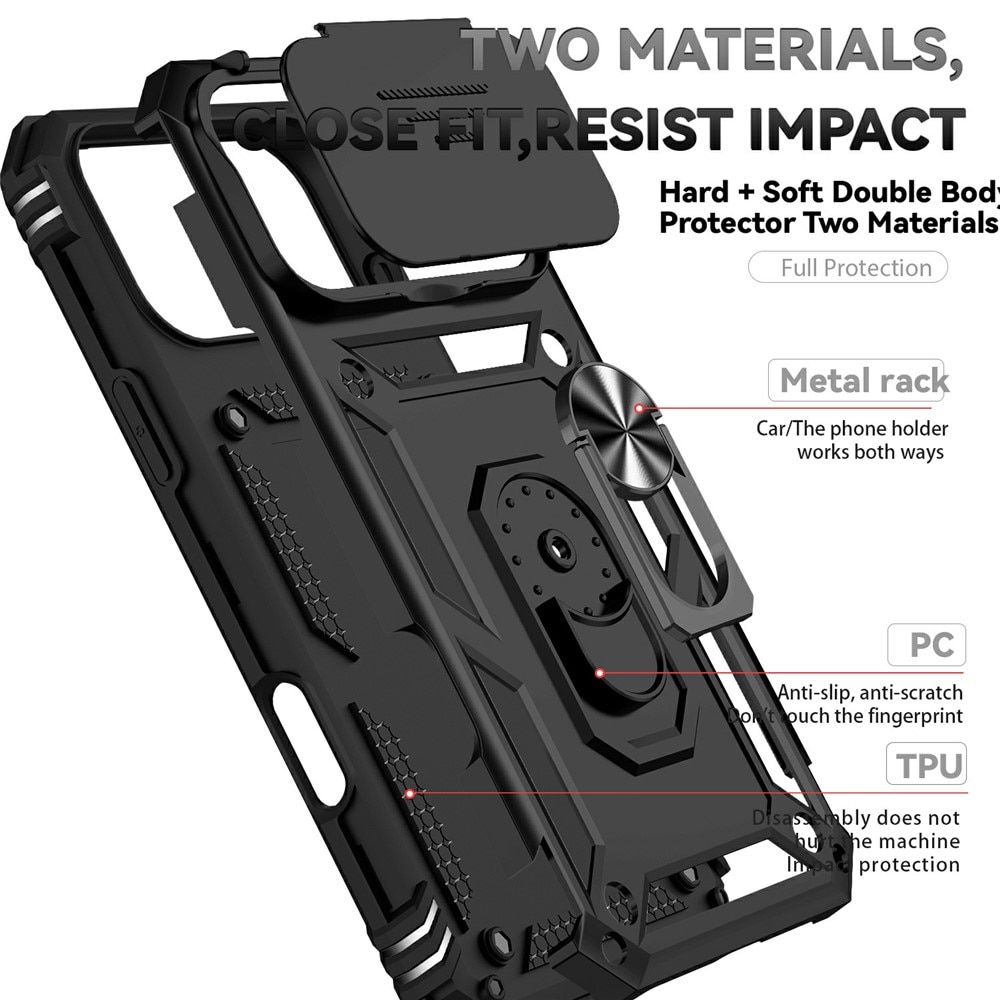 Hybridikuori Ring + Kamerasuojalla iPhone 17 Pro Musta