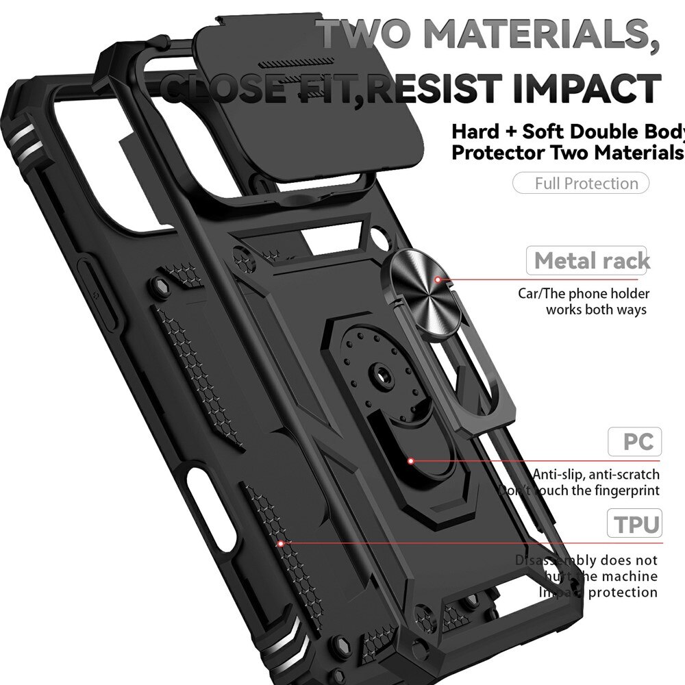 Hybridikuori Ring + Kamerasuojalla iPhone 17 Pro Max Musta