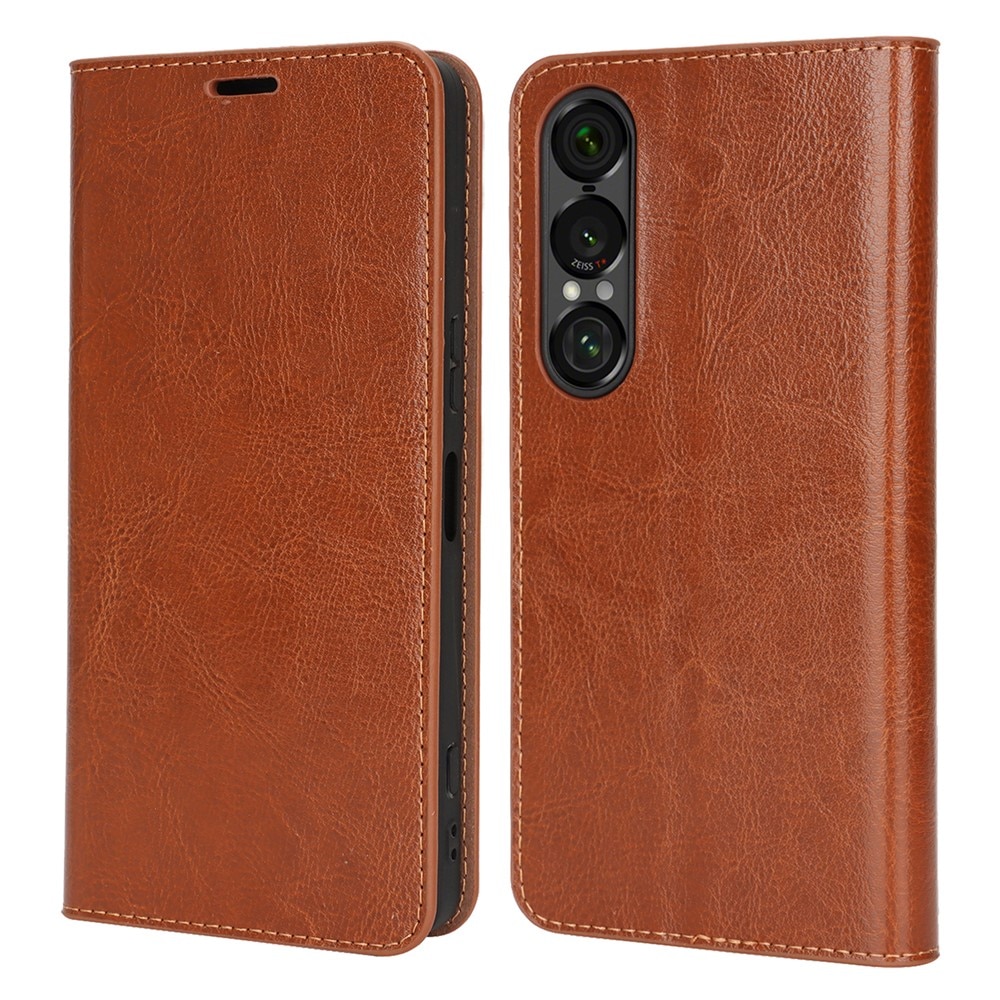 Suojakotelo Aito Nahka Sony Xperia 1 VII Ruskea