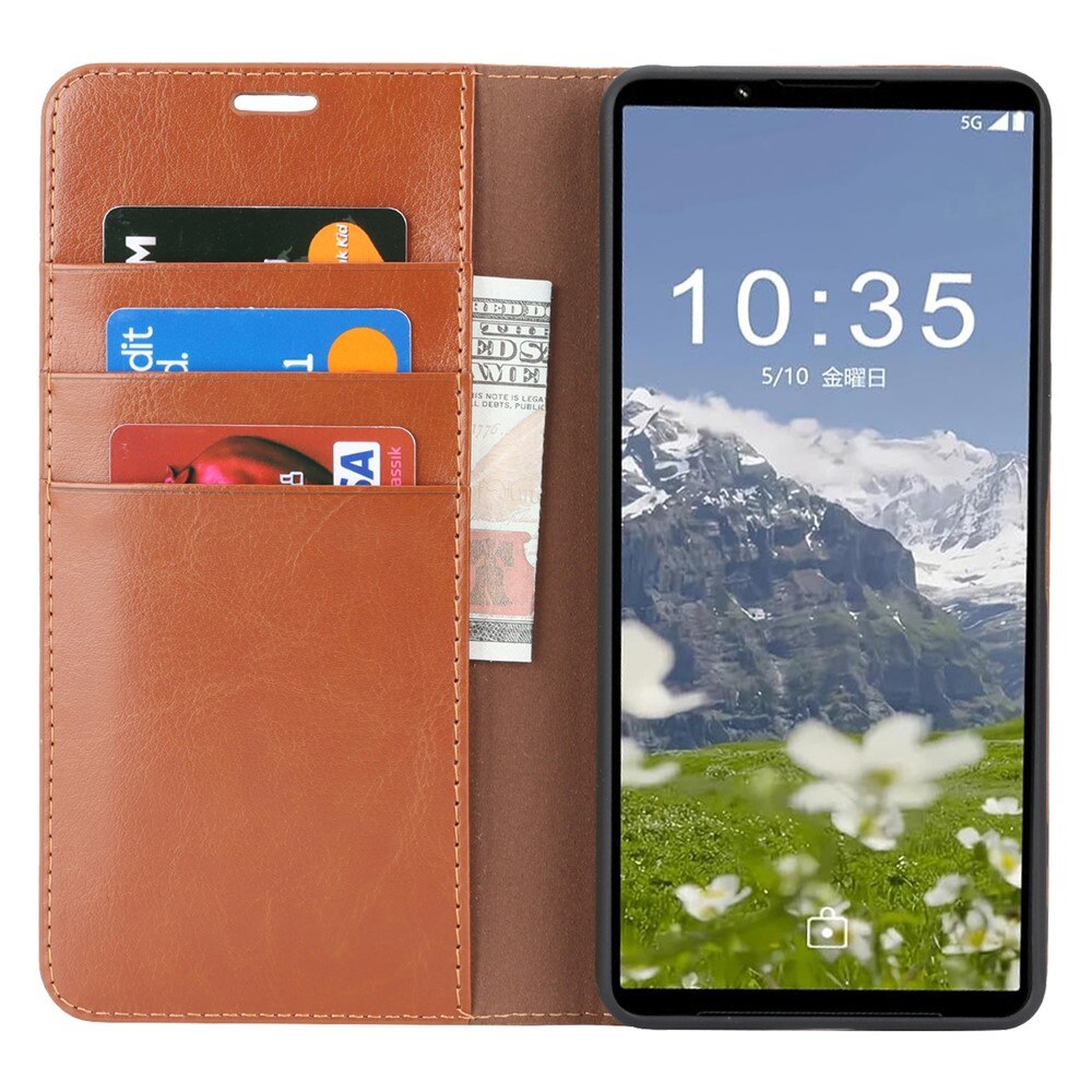 Suojakotelo Aito Nahka Sony Xperia 1 VII Ruskea