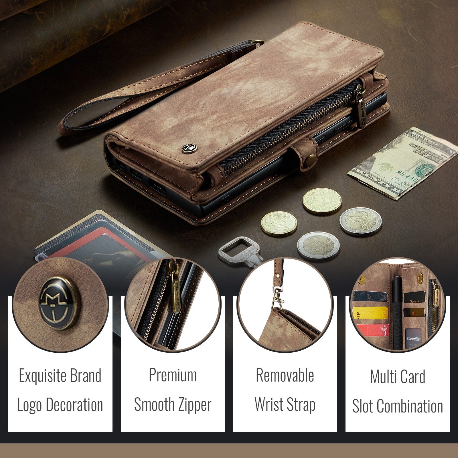 Multi-slot Suojakotelo Samsung Galaxy Z Fold 7 Ruskea