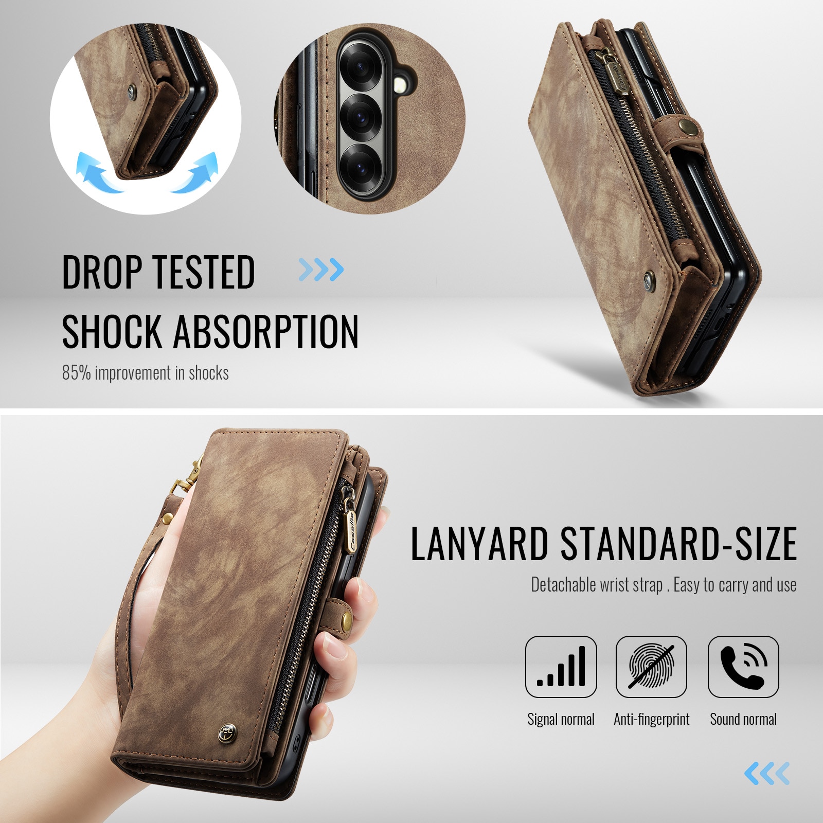 Multi-slot Suojakotelo Samsung Galaxy Z Fold 7 Ruskea