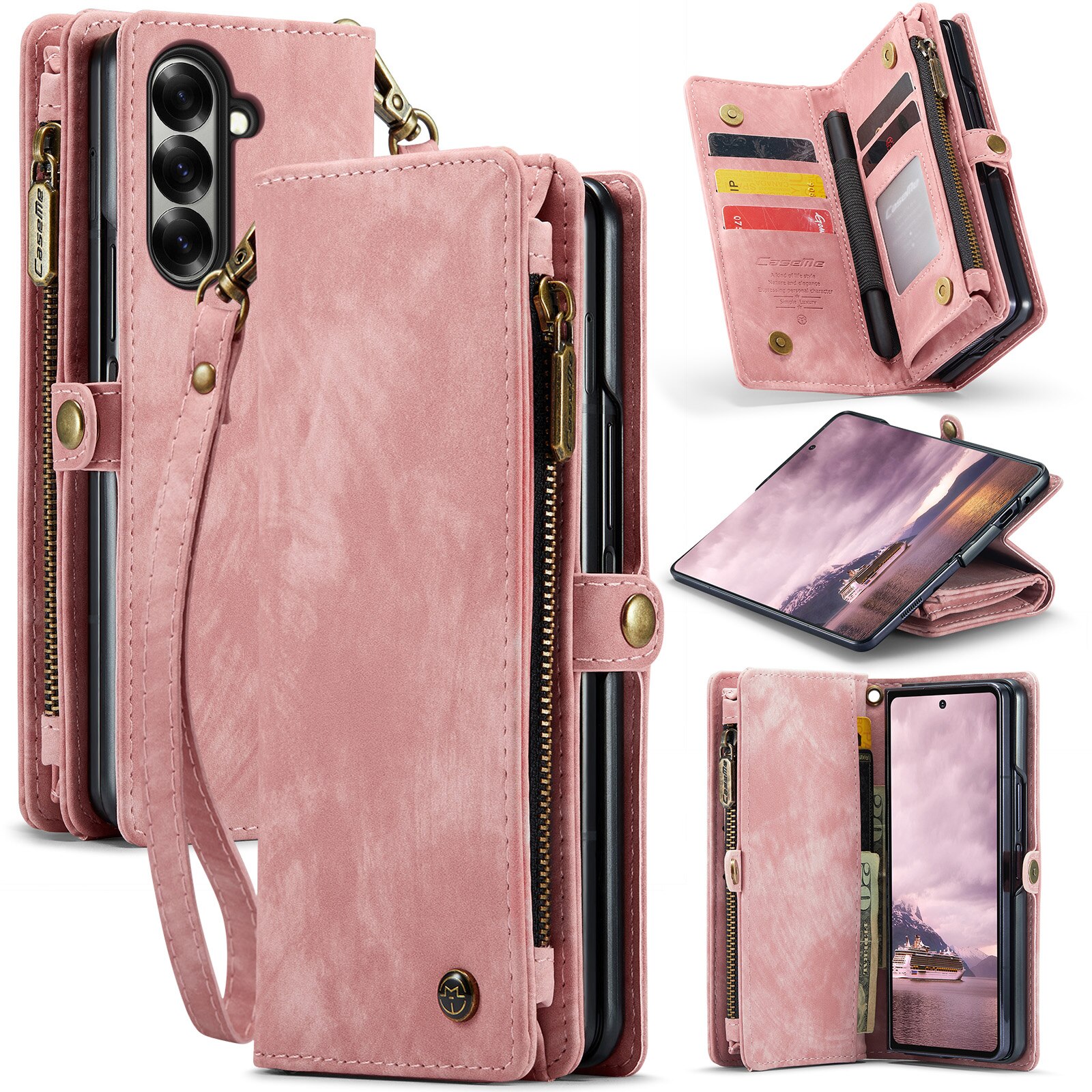 Multi-slot Suojakotelo Samsung Galaxy Z Fold 7 Vaaleanpunainen