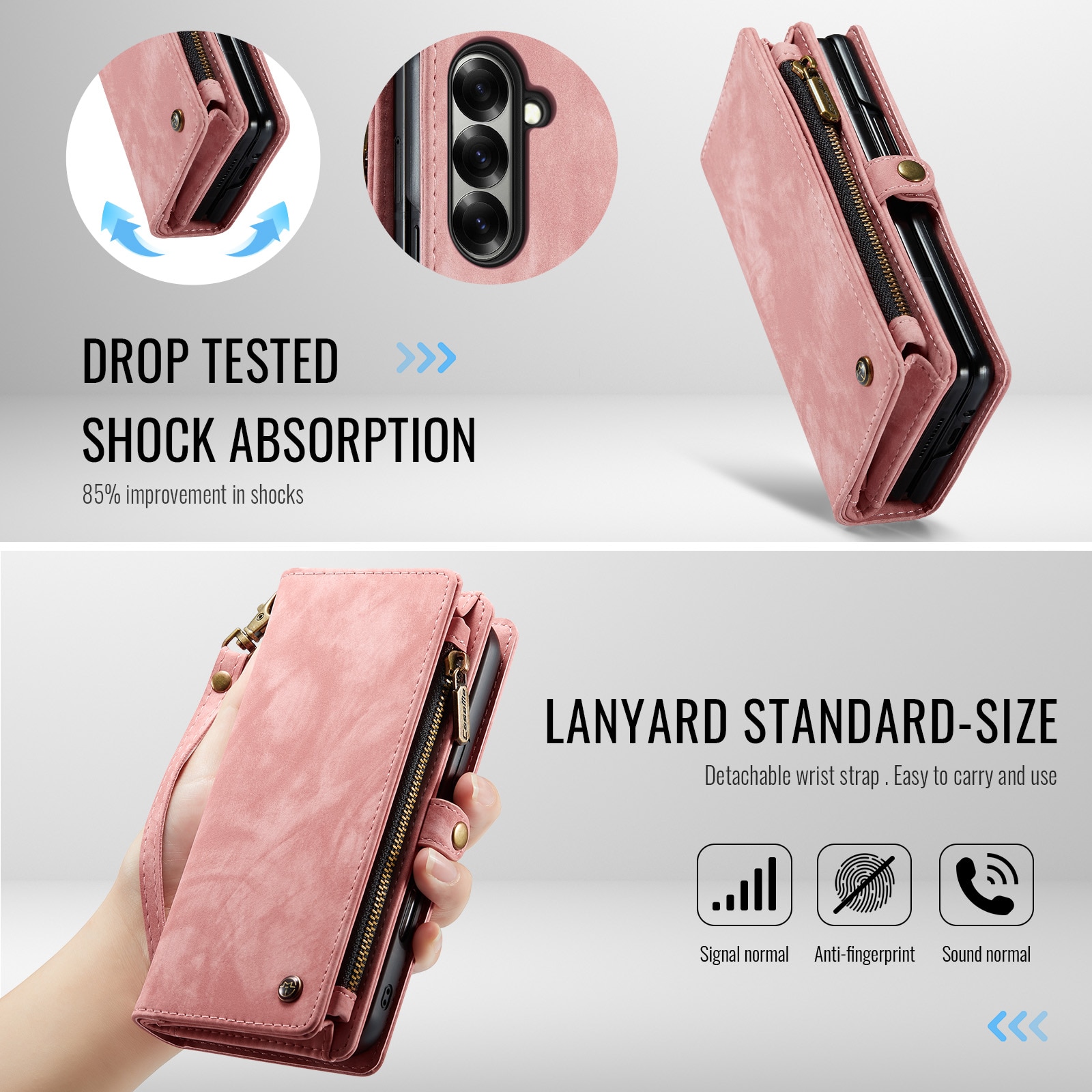 Multi-slot Suojakotelo Samsung Galaxy Z Fold 7 Vaaleanpunainen