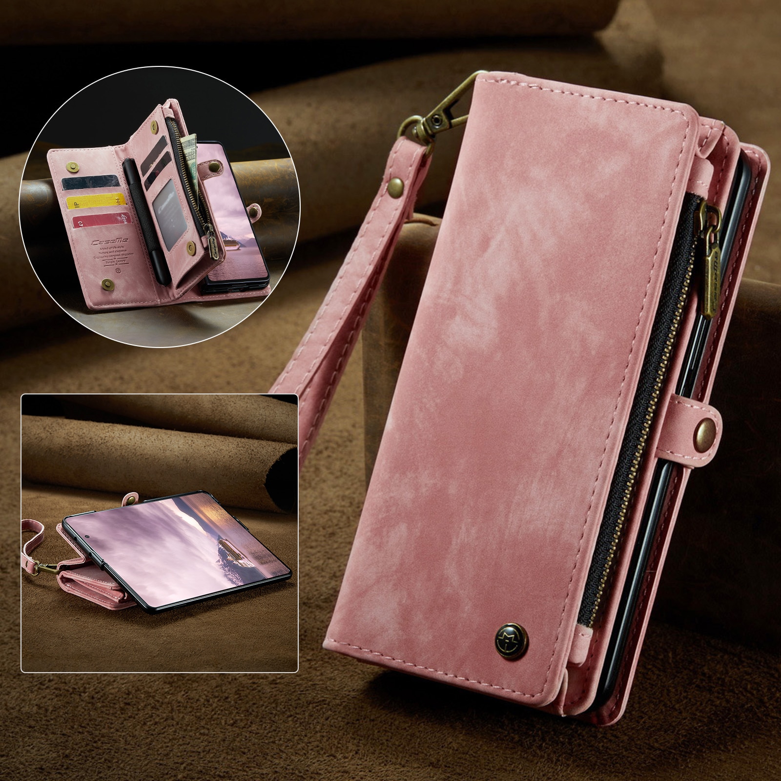Multi-slot Suojakotelo Samsung Galaxy Z Fold 7 Vaaleanpunainen