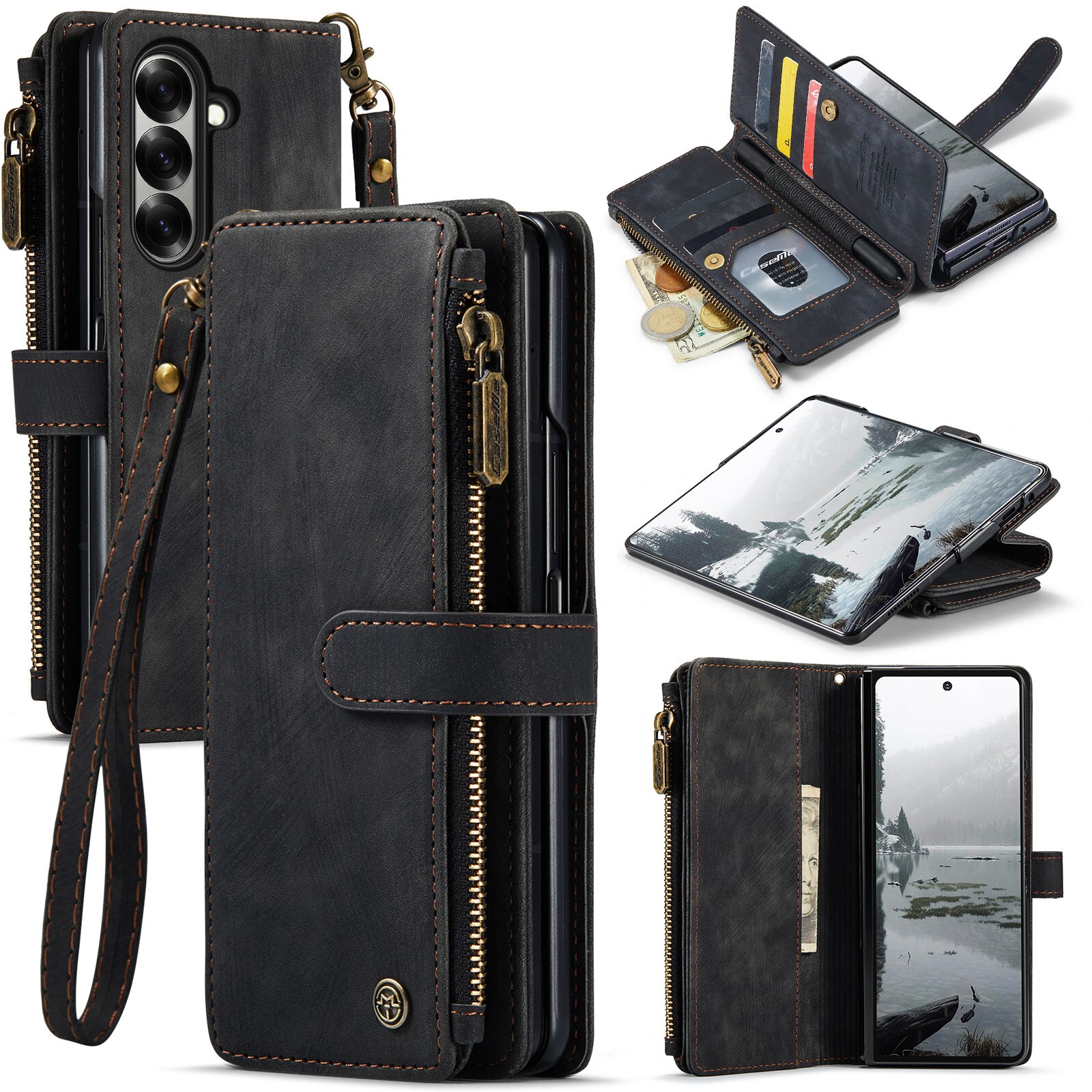Zipper Wallet Samsung Galaxy Z Fold 7 musta