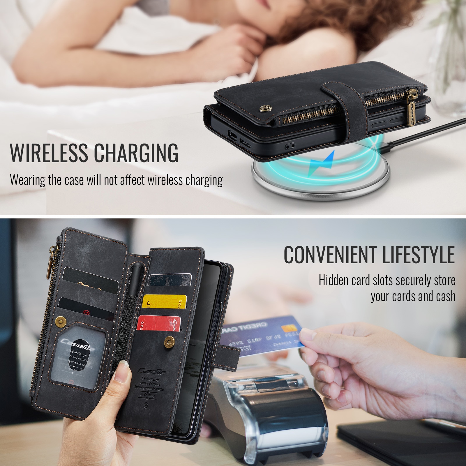 Zipper Wallet Samsung Galaxy Z Fold 7 musta