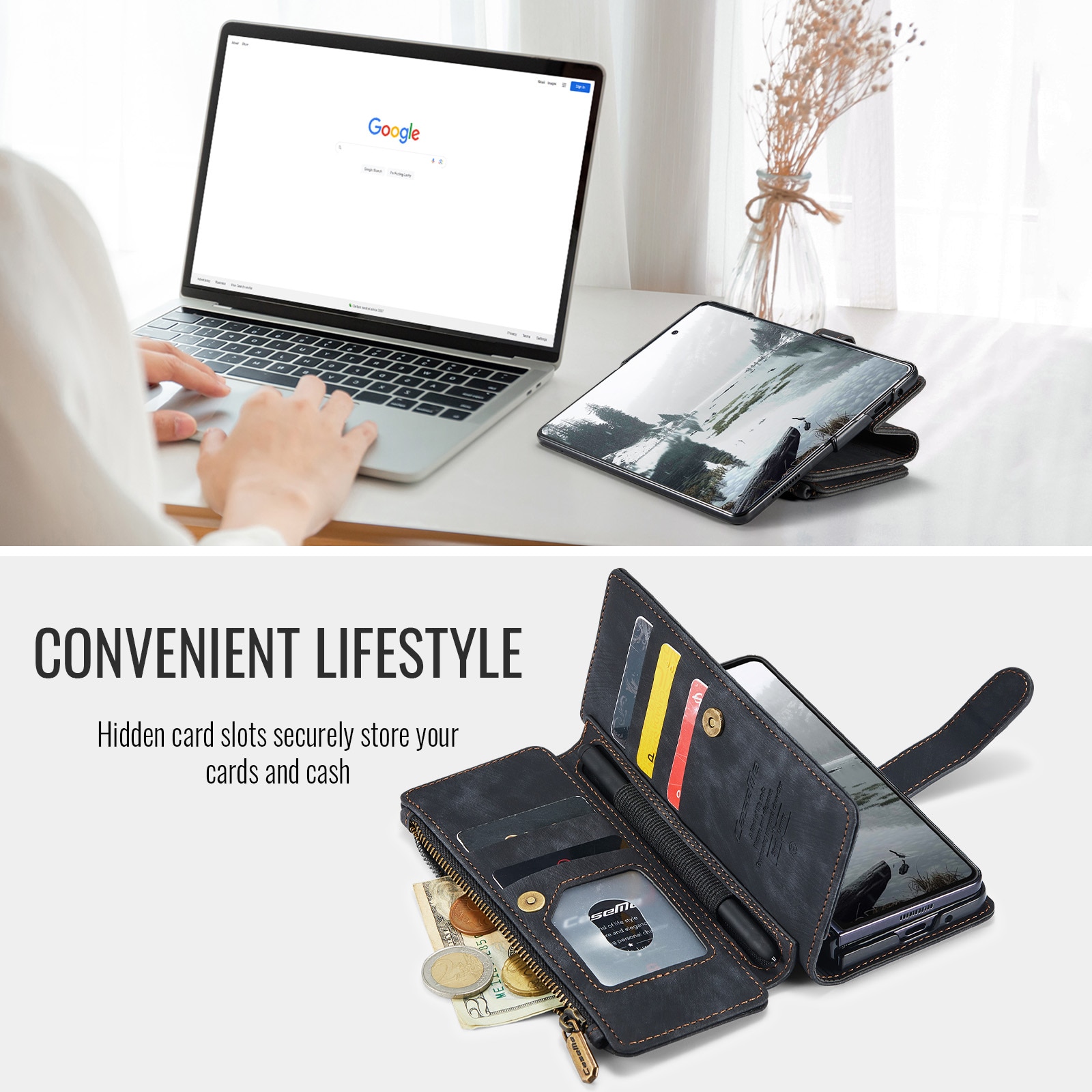Zipper Wallet Samsung Galaxy Z Fold 7 musta