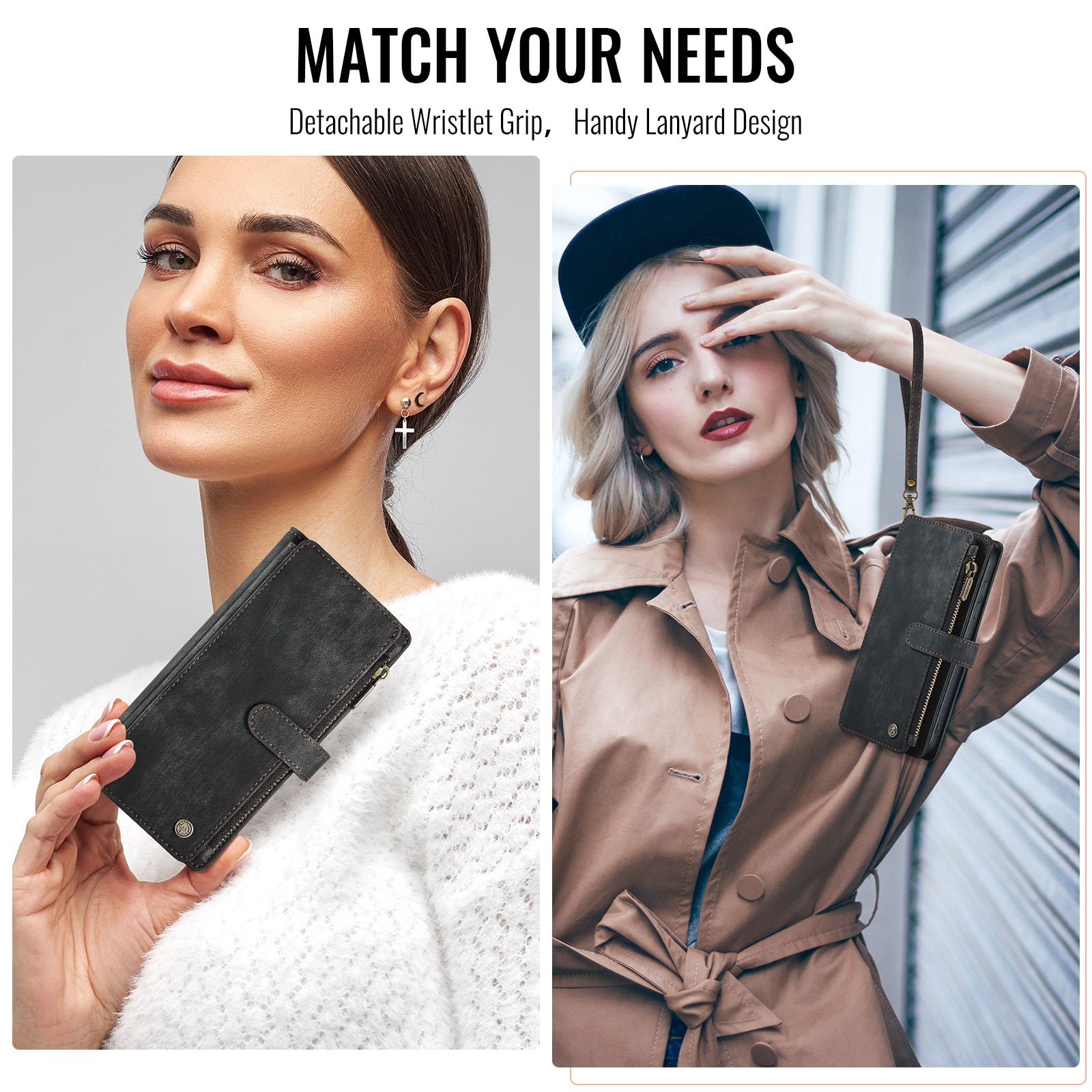 Zipper Wallet Samsung Galaxy Z Fold 7 musta