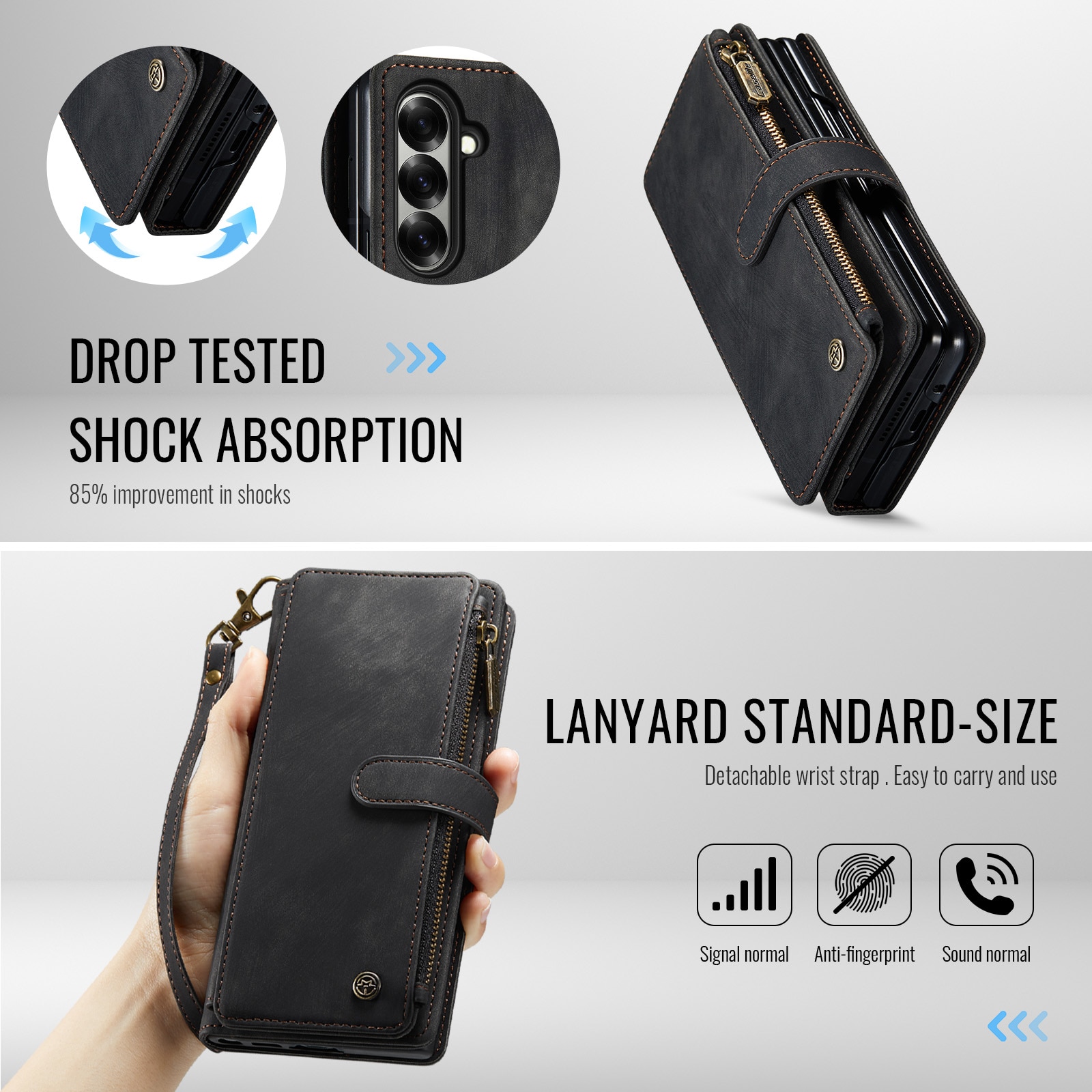 Zipper Wallet Samsung Galaxy Z Fold 7 musta