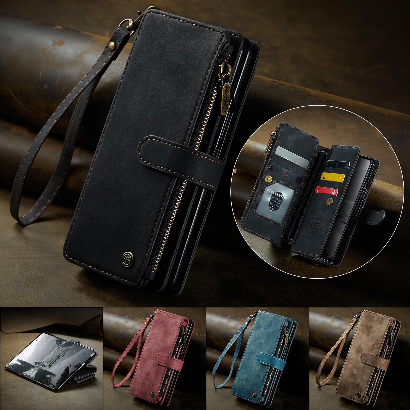 Zipper Wallet Samsung Galaxy Z Fold 7 musta