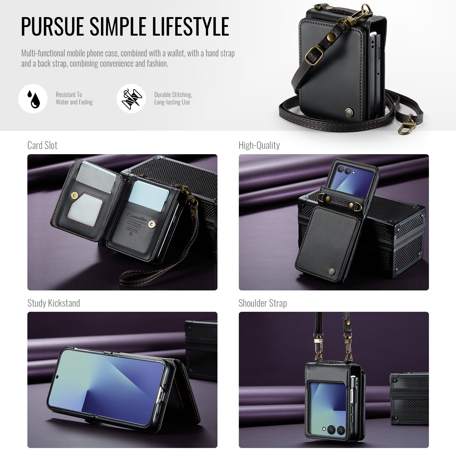RFID-blocking Lompakonkuori Samsung Galaxy Z Flip 7 Musta